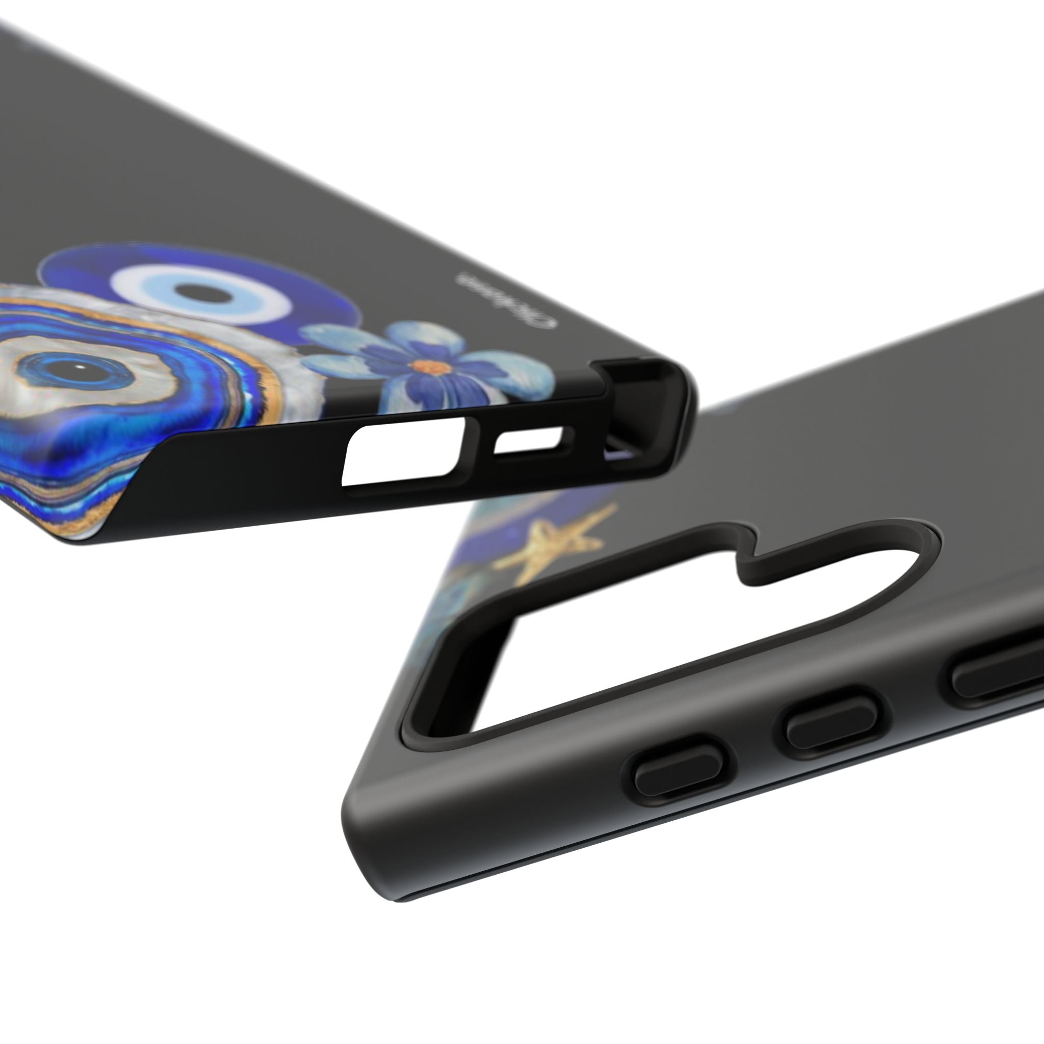 Evil Eye Protection – Blue Hamsa Charm Tough Phone Case by