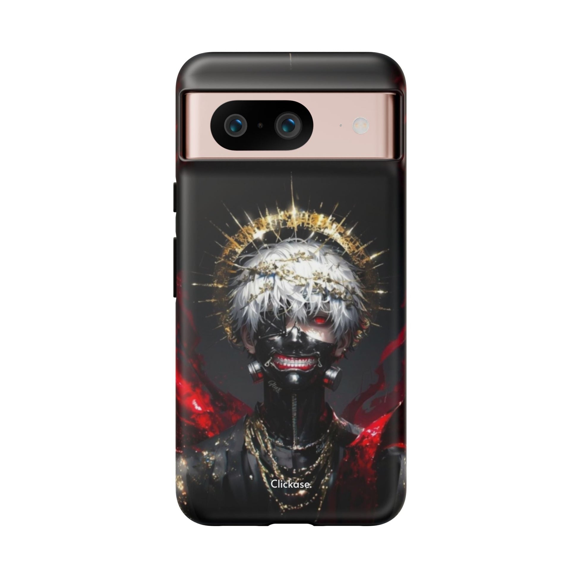 Ken Kaneki anime phone case with 3D wrap, shock-absorbing silicone, and UV protection for Google Pixel phone