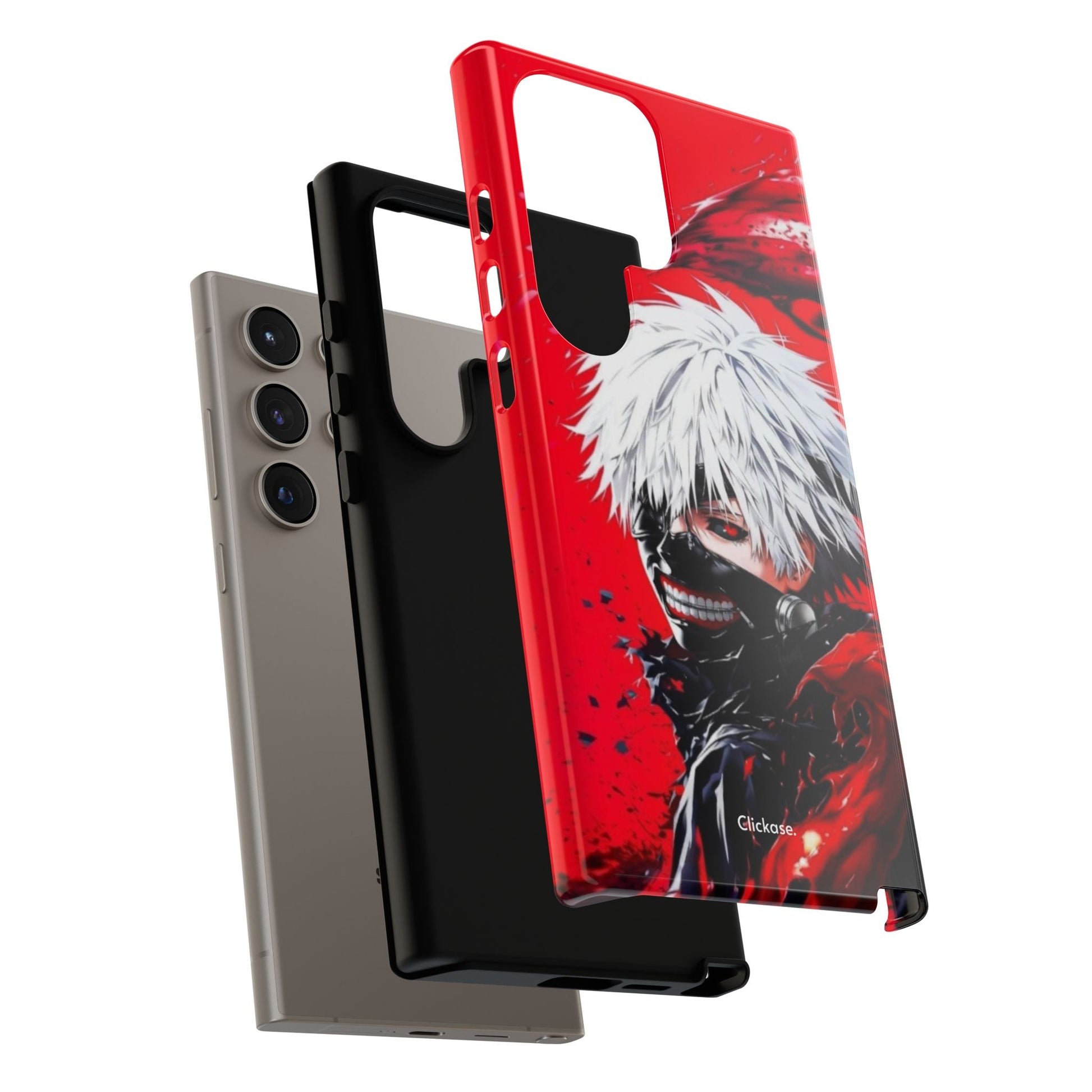 Ken Kaneki anime tough phone case with vibrant 3D wrap and impact-resistant design