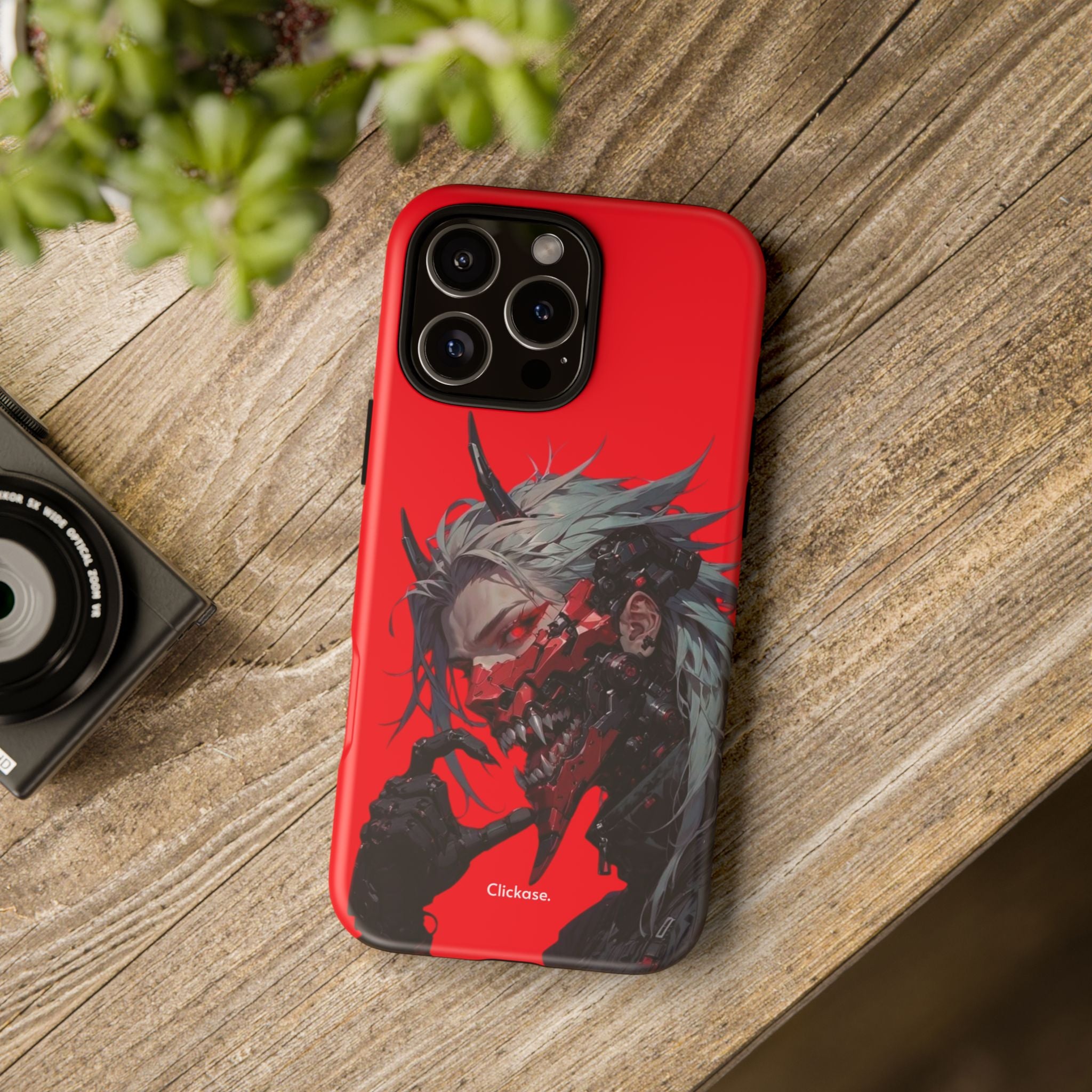 Demon Core Awakening – Futuristic Oni Cyborg Tough Phone Case by