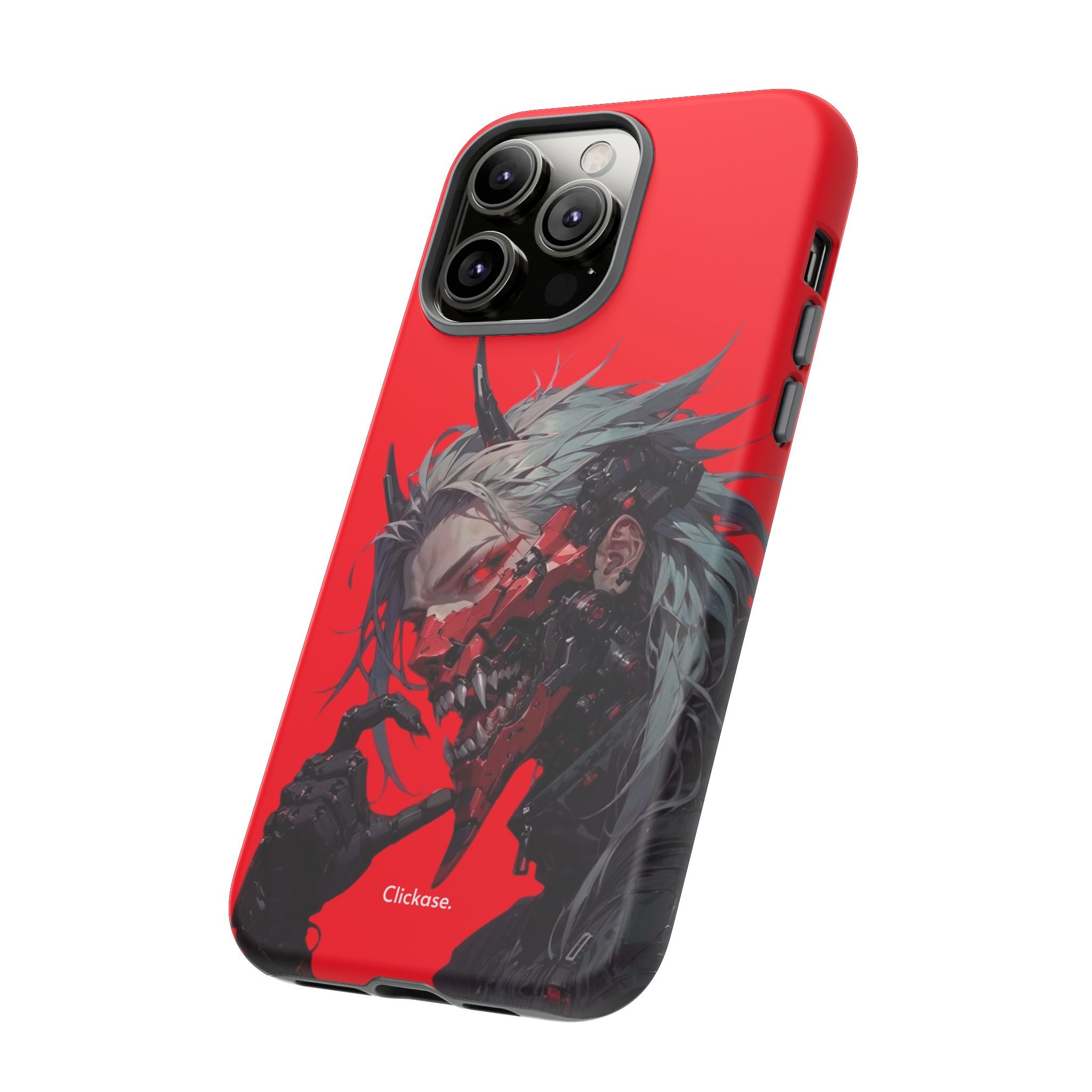 Demon Core Awakening – Futuristic Oni Cyborg Tough Phone Case by