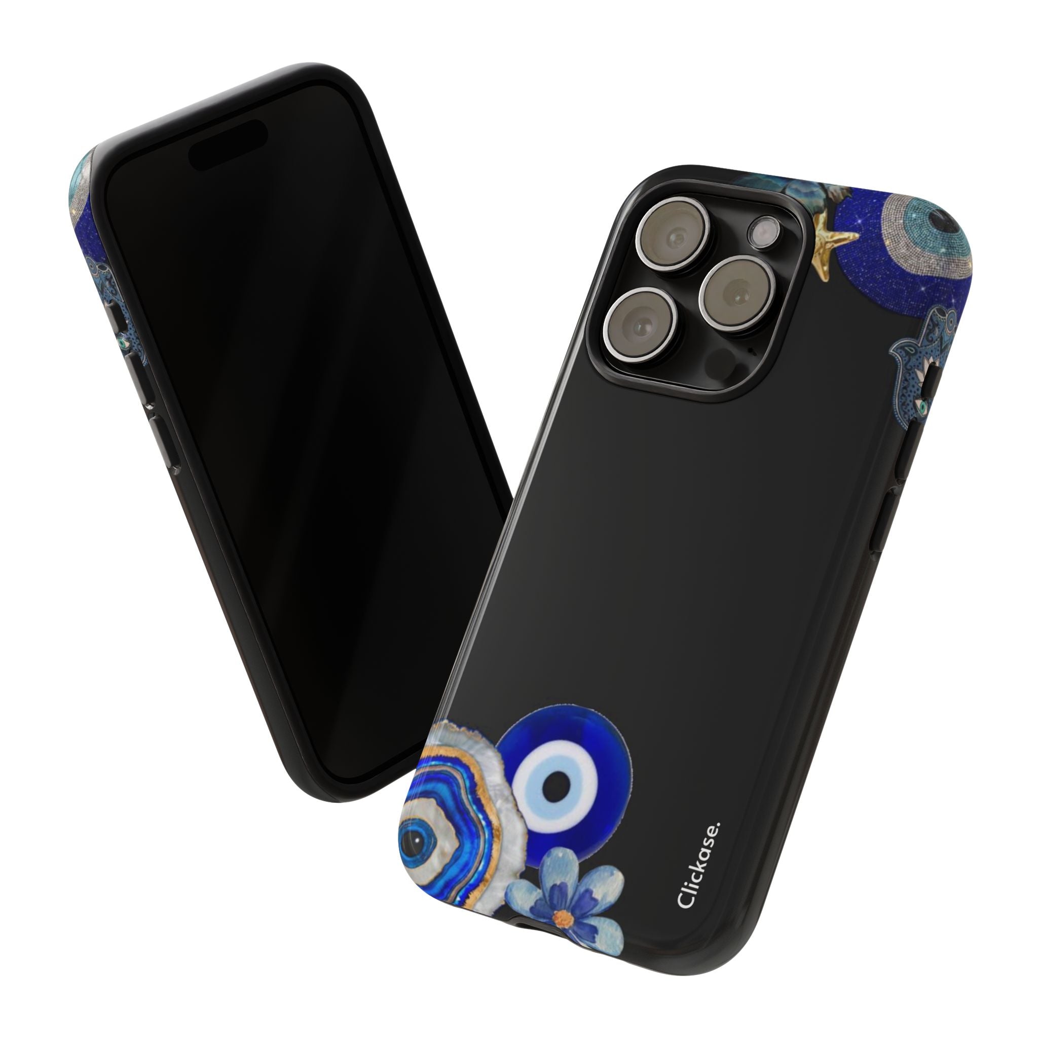 Evil Eye Protection – Blue Hamsa Charm Tough Phone Case by