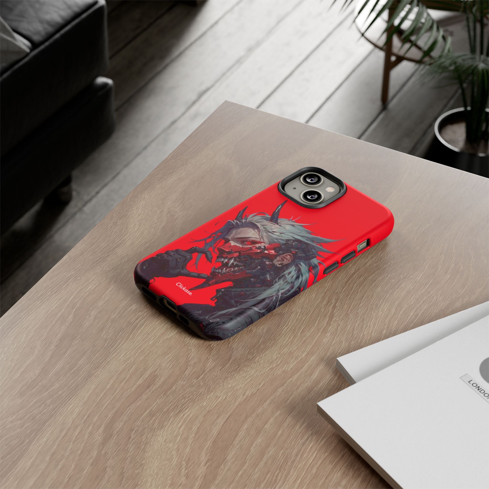 Demon Core Awakening – Futuristic Oni Cyborg Tough Phone Case by
