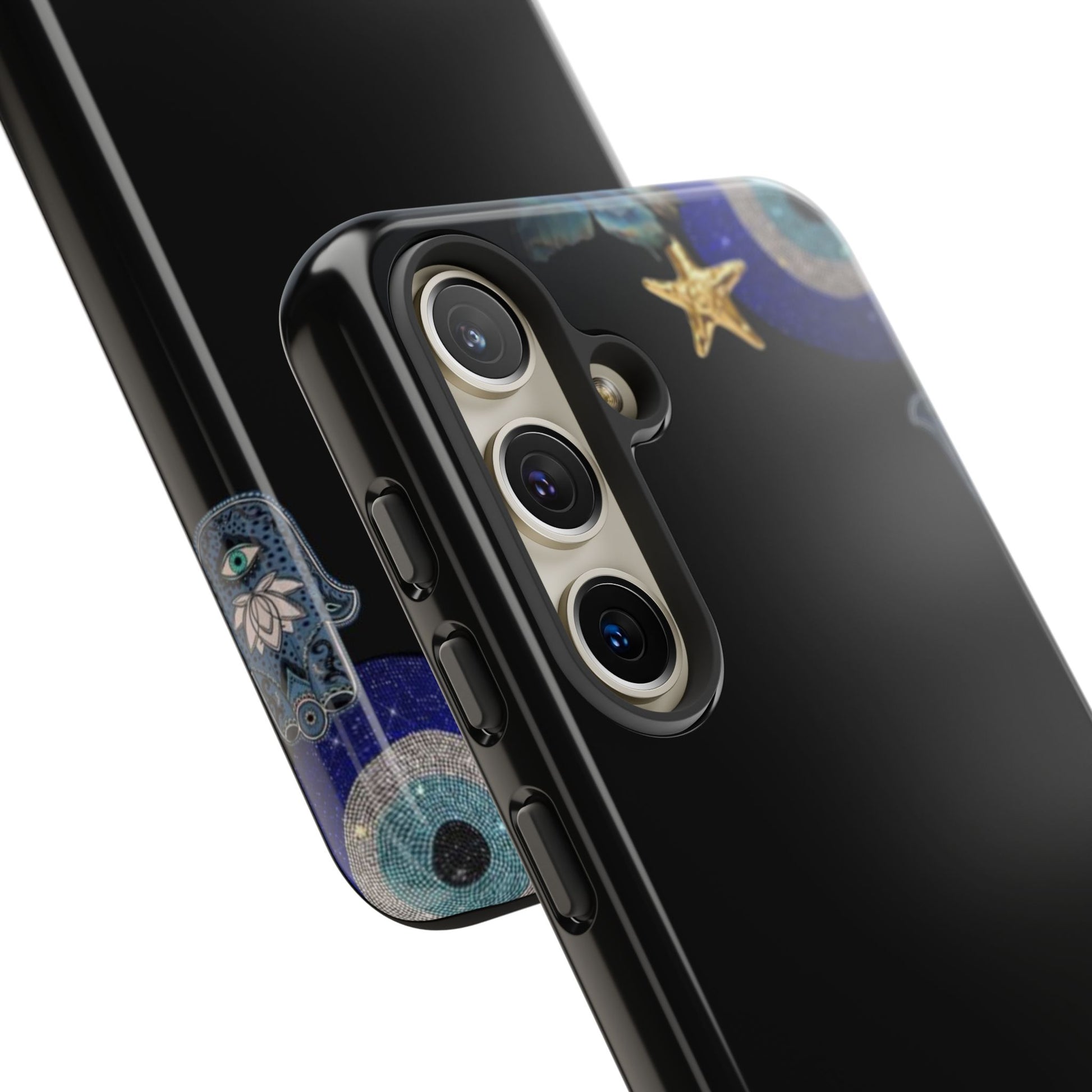 Evil Eye Protection – Blue Hamsa Charm Tough Phone Case by