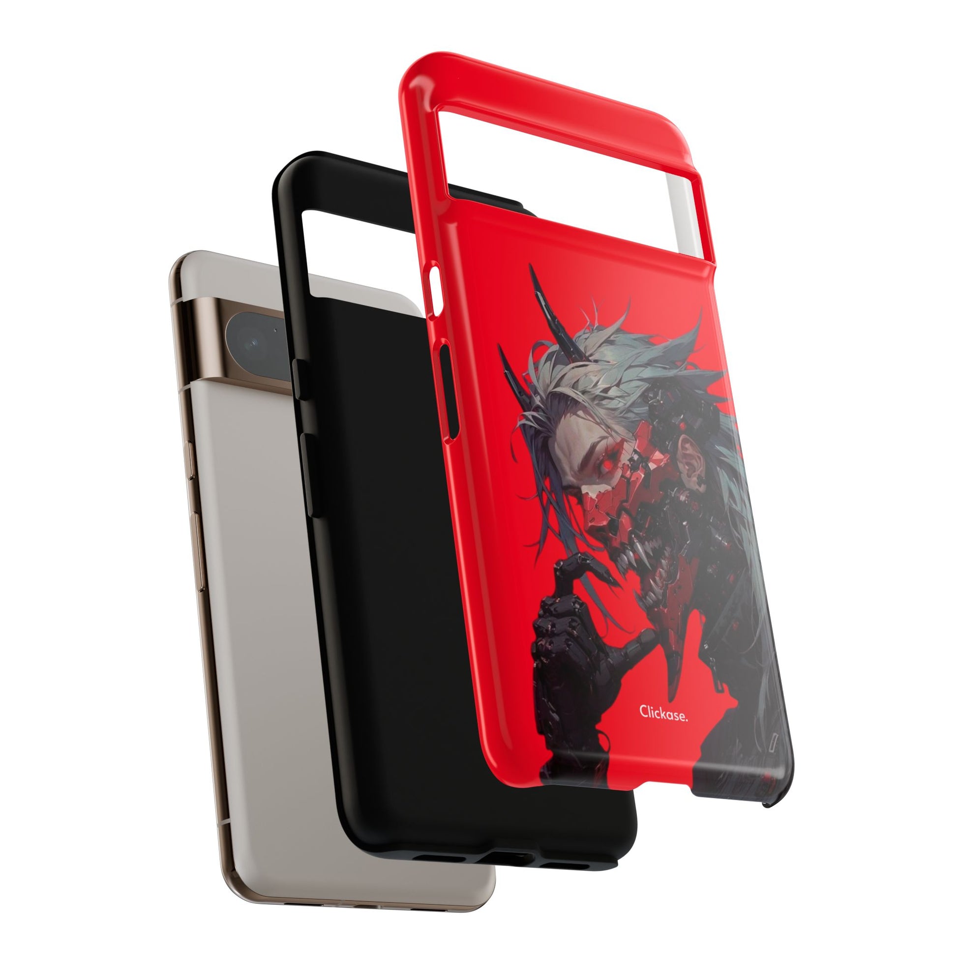 Demon Core Awakening – Futuristic Oni Cyborg Tough Phone Case by
