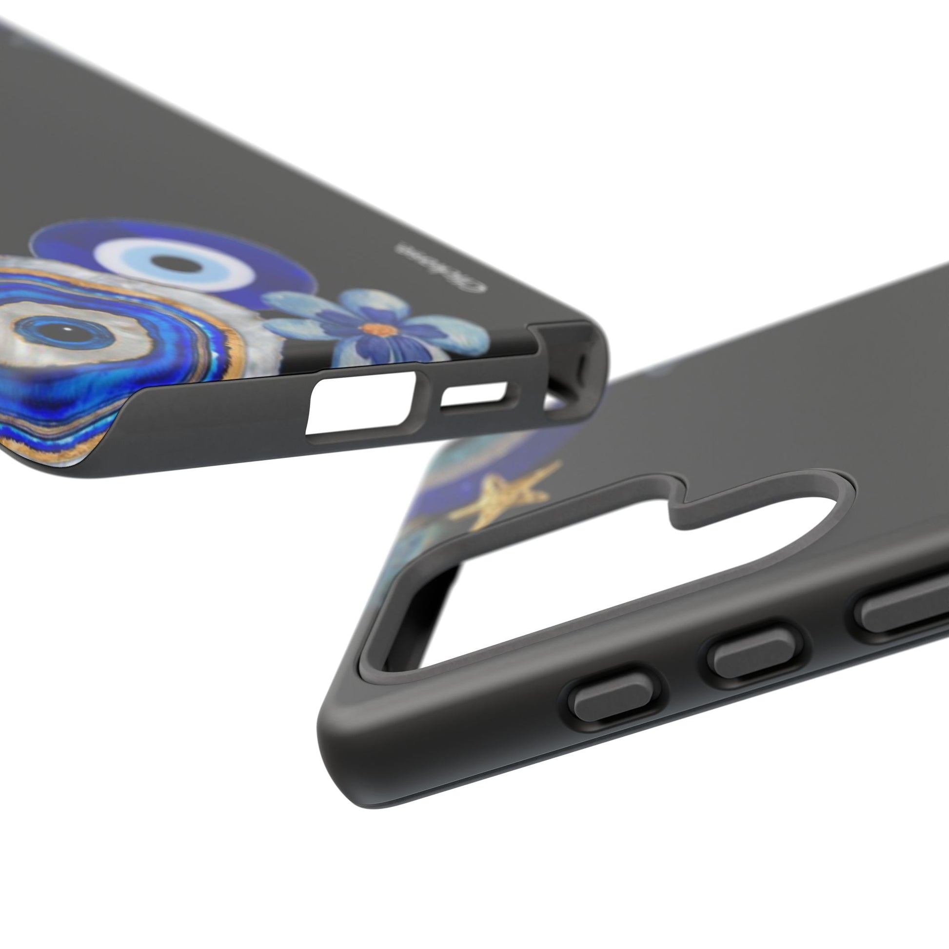 Evil Eye Protection – Blue Hamsa Charm Tough Phone Case by