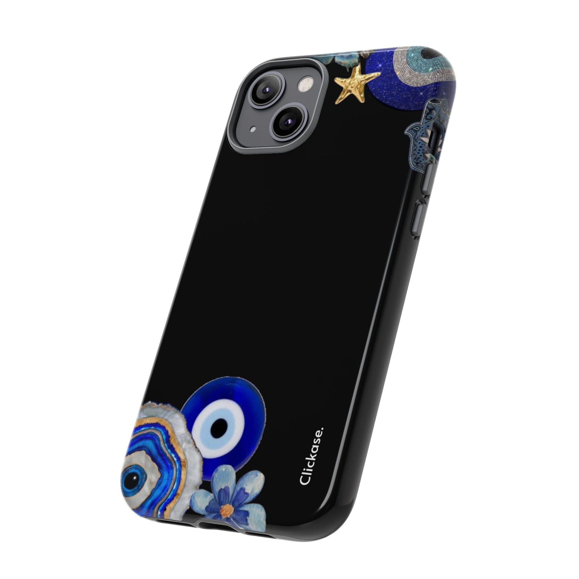 Evil Eye Protection – Blue Hamsa Charm Tough Phone Case by