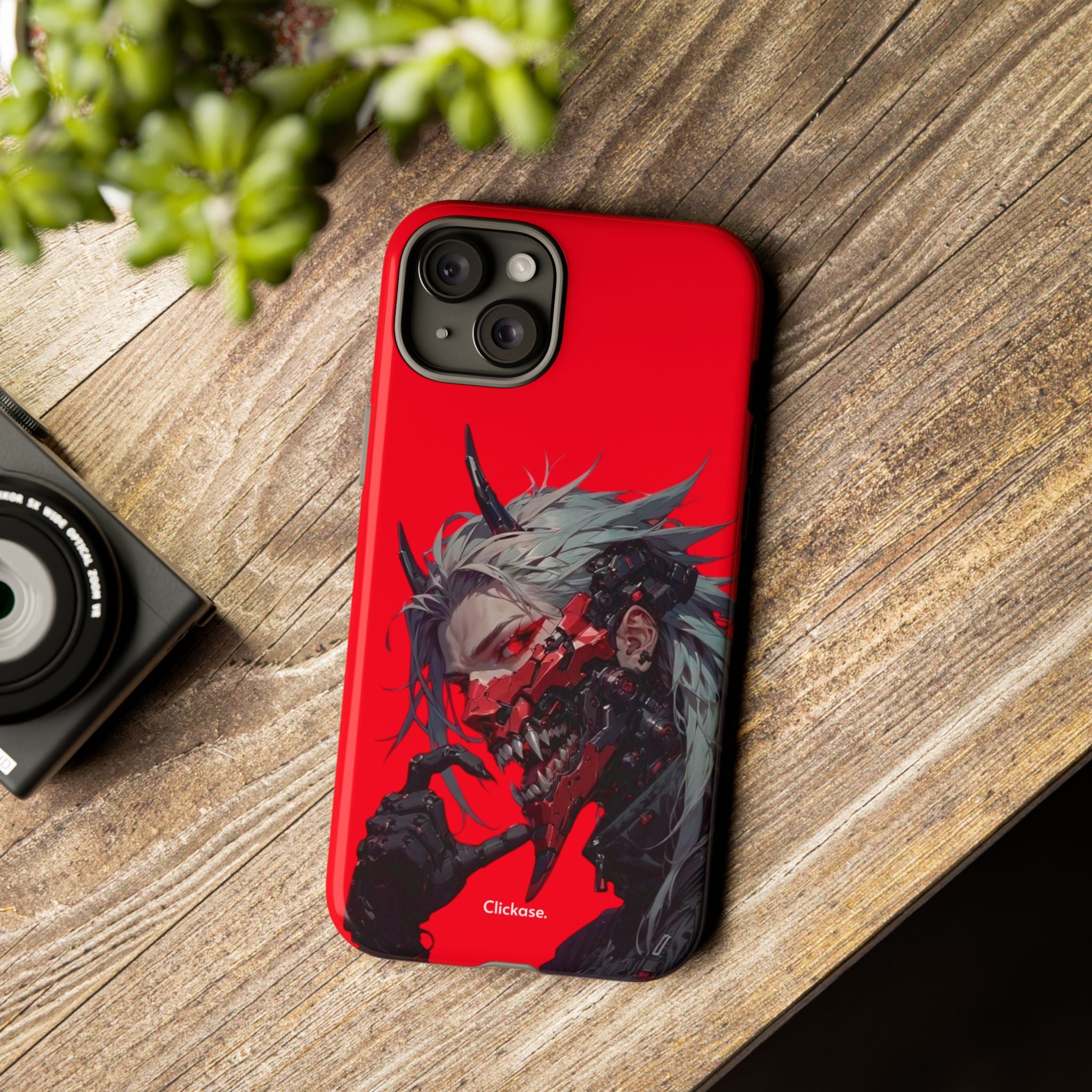 Demon Core Awakening – Futuristic Oni Cyborg Tough Phone Case by