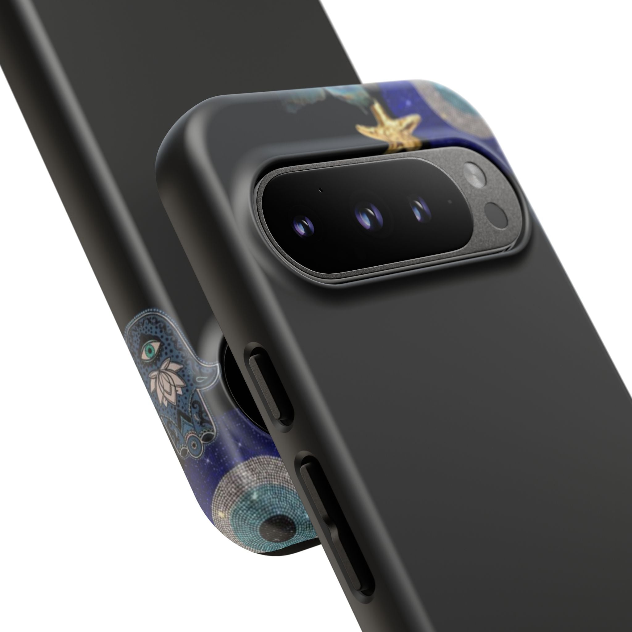 Evil Eye Protection – Blue Hamsa Charm Tough Phone Case by