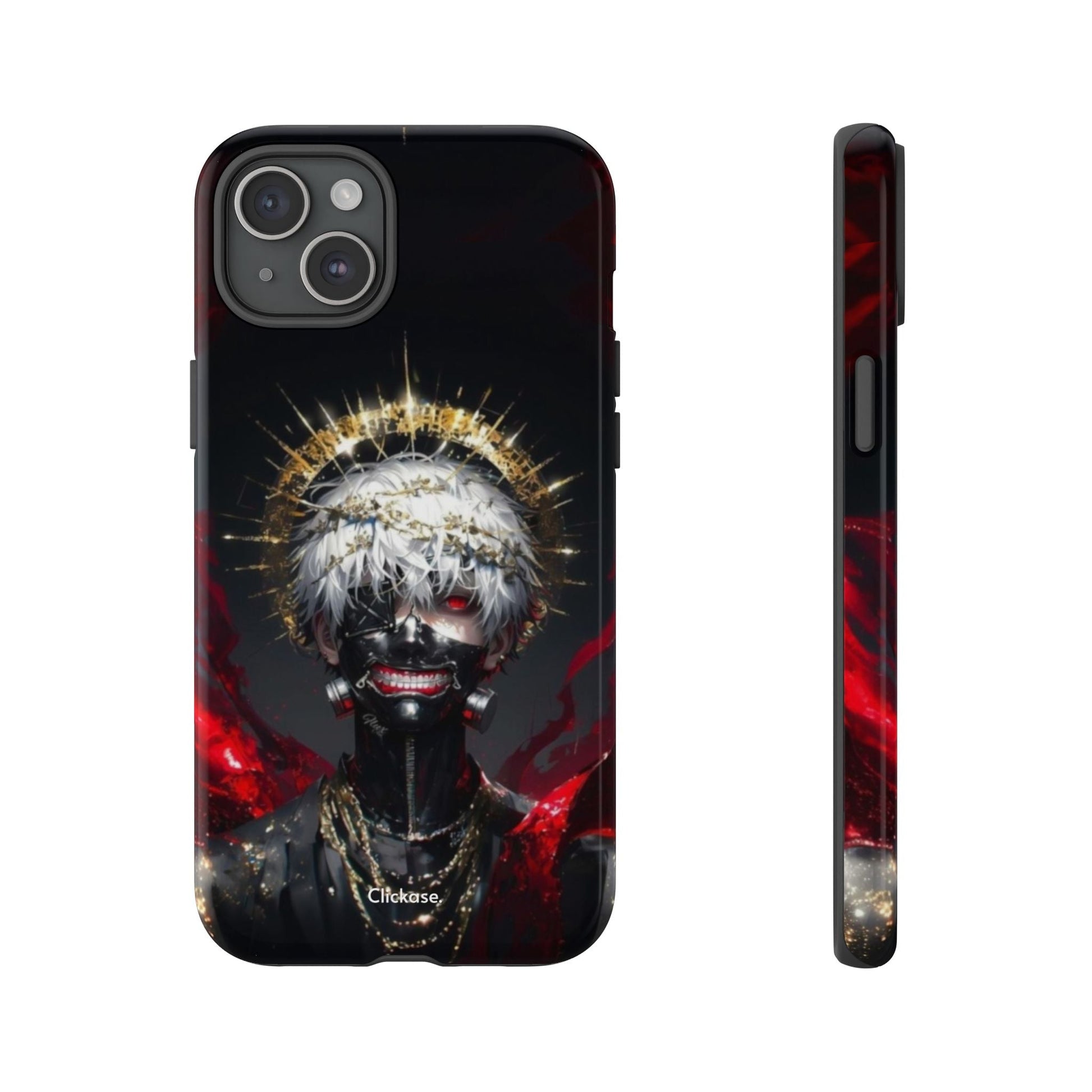 Ken Kaneki anime-themed protective phone case with 3D wrap and shock-absorbing liner