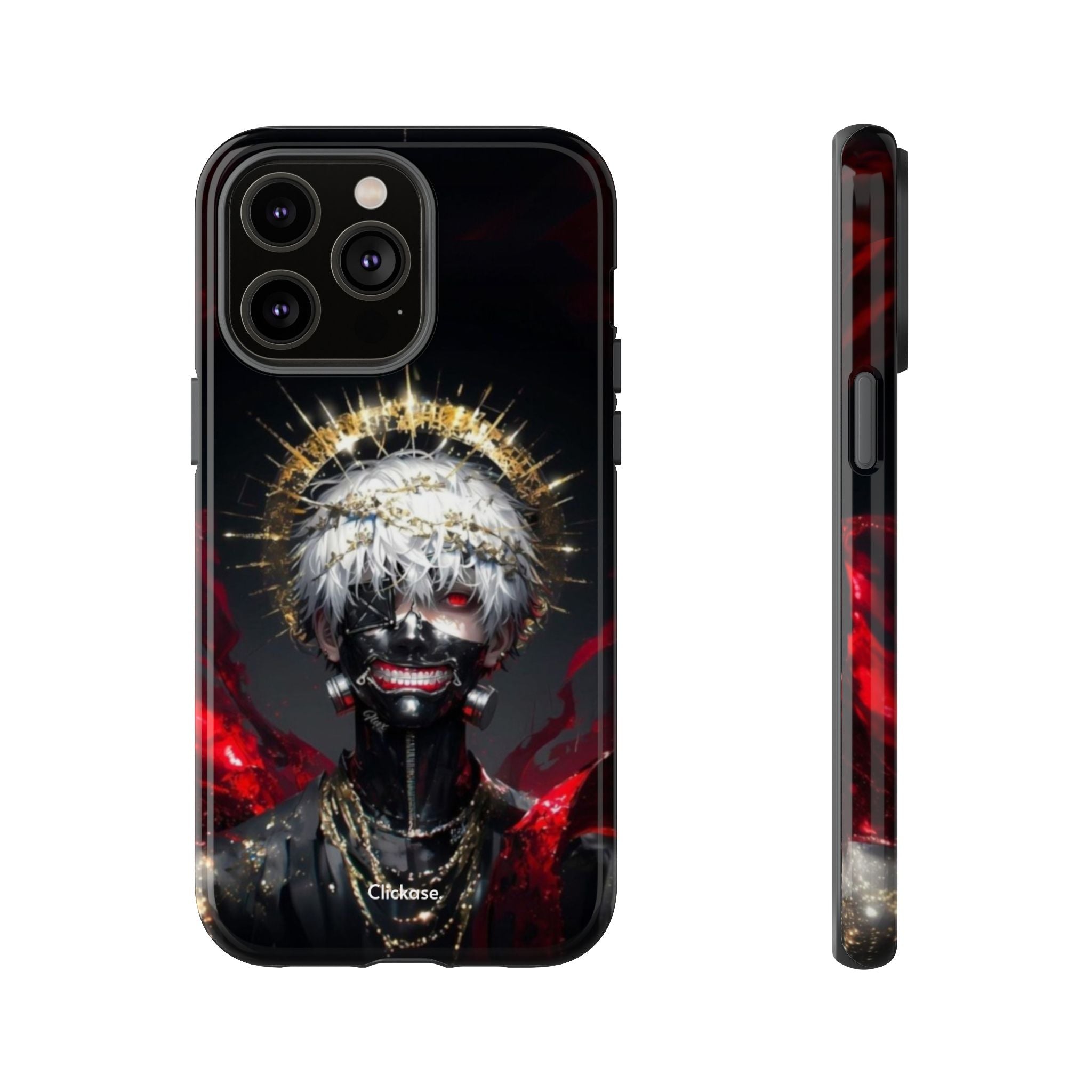 Ken Kaneki anime phone case with 3D wrap, durable shock-absorbing design, and vibrant graphic art