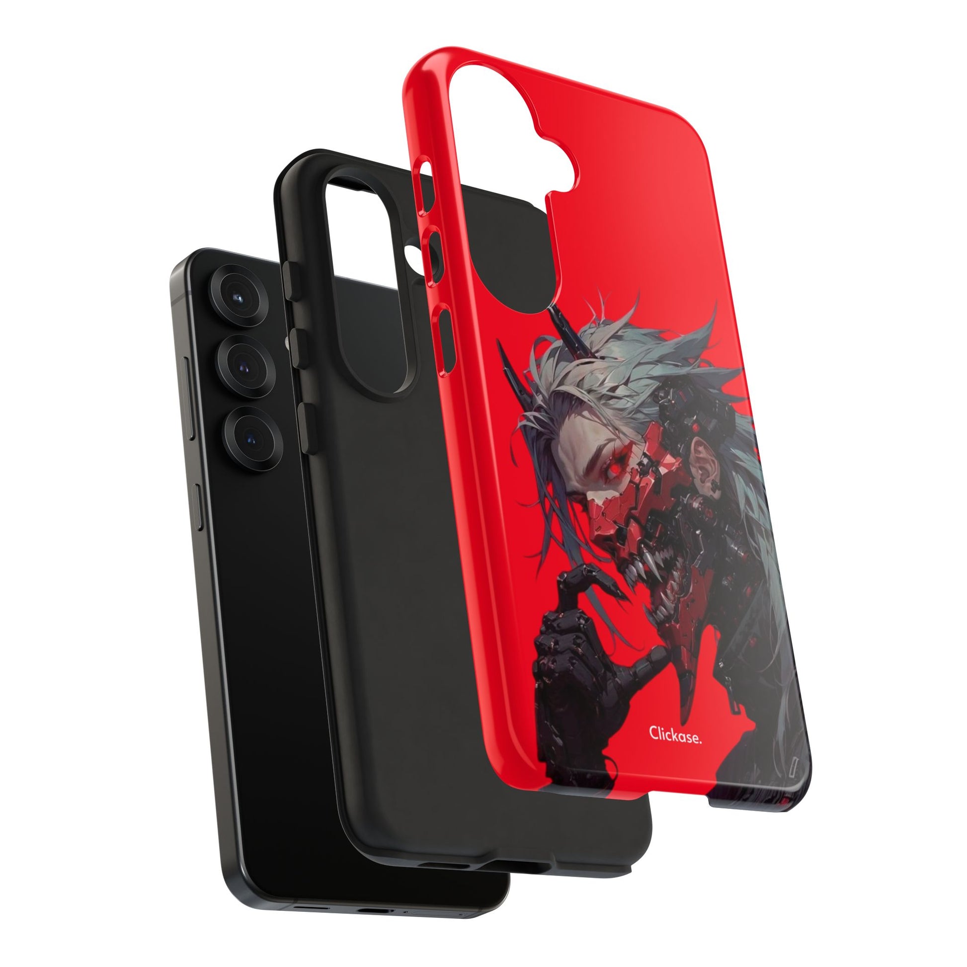 Demon Core Awakening – Futuristic Oni Cyborg Tough Phone Case by