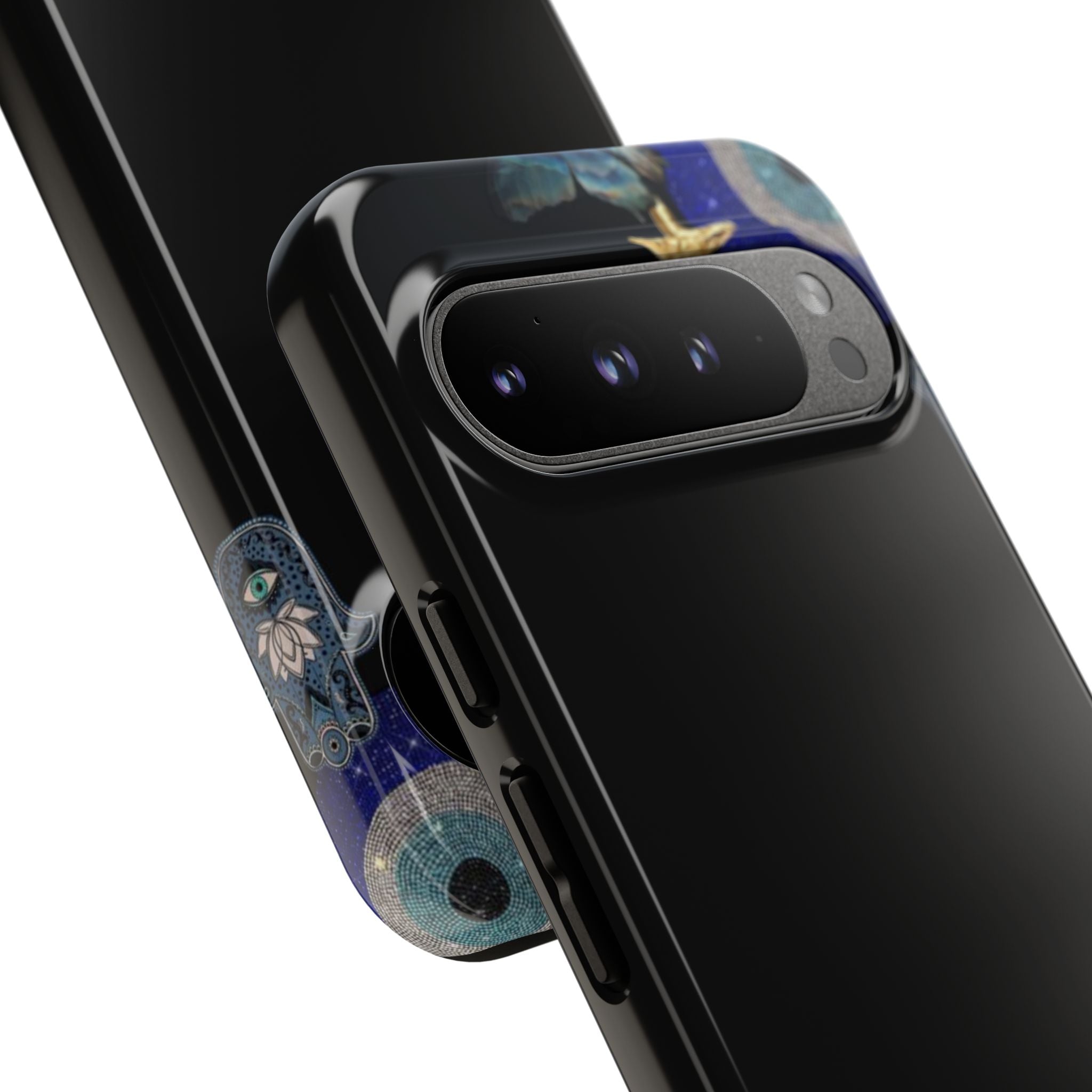 Evil Eye Protection – Blue Hamsa Charm Tough Phone Case by