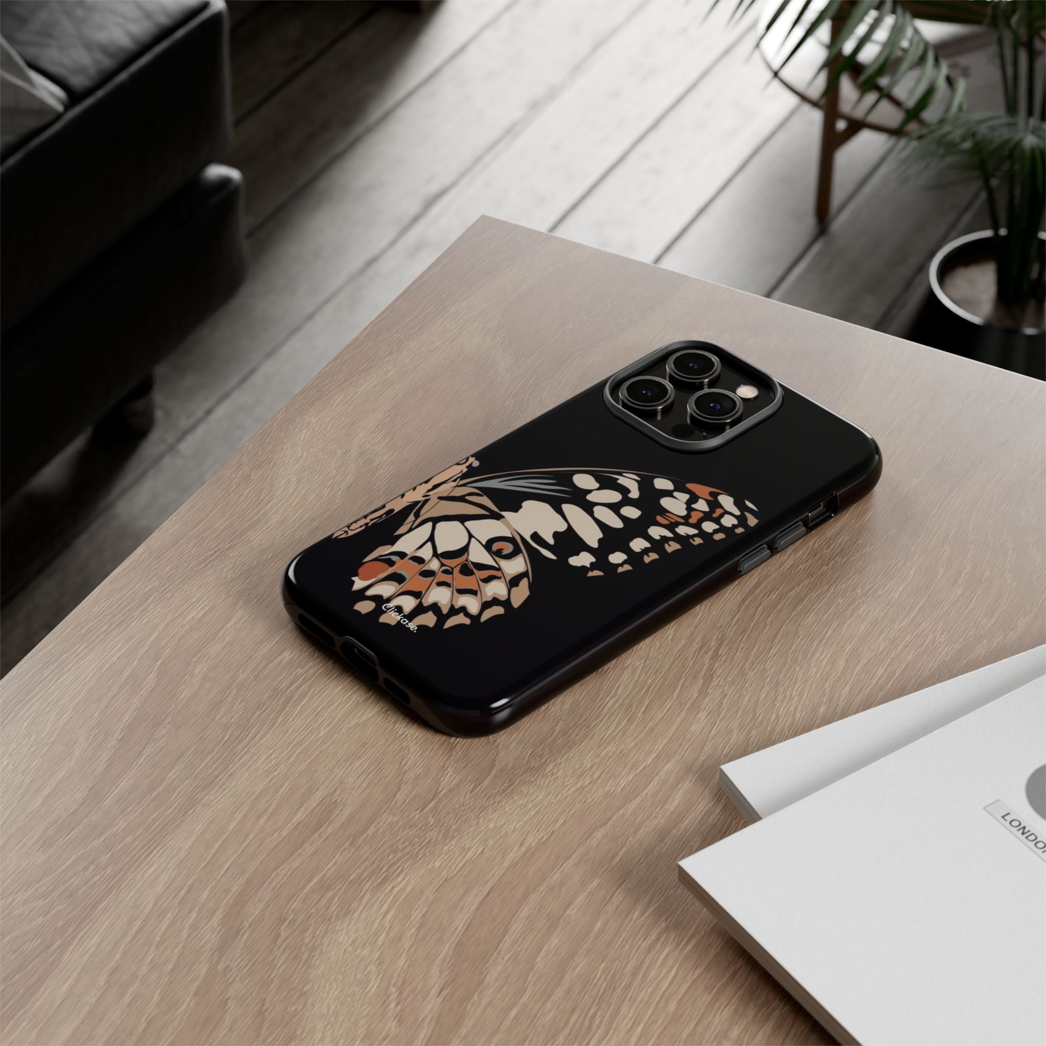 Butterfly Black Tough Phone Case by