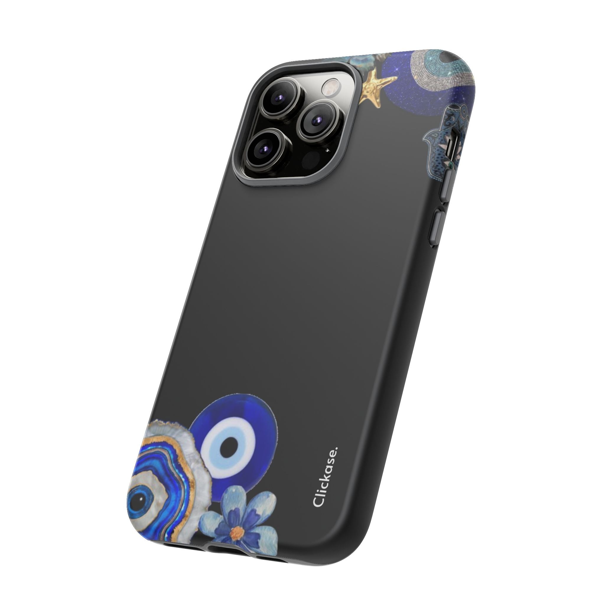 Evil Eye Protection – Blue Hamsa Charm Tough Phone Case by