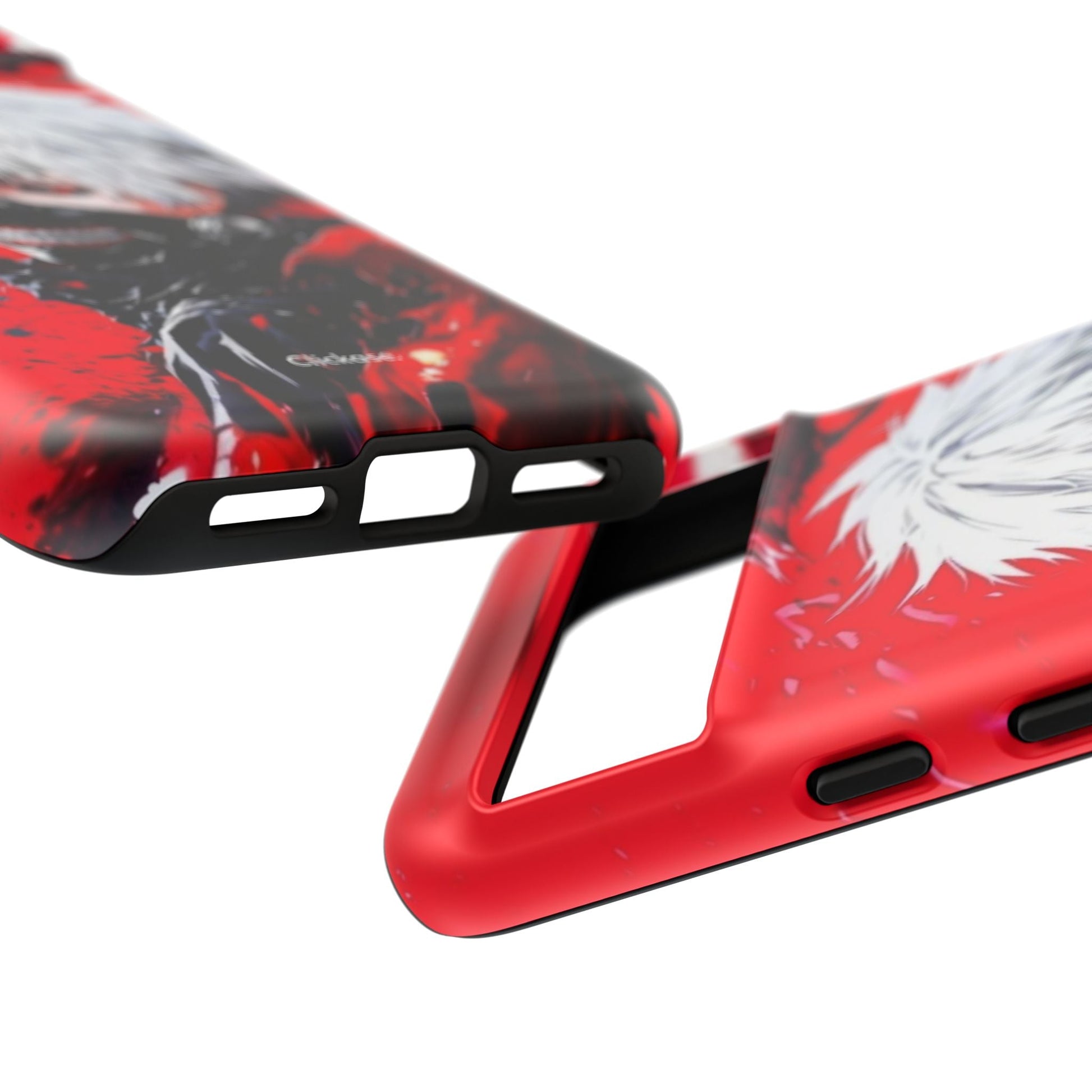 Ken Kaneki anime tough phone case with vibrant red and black full-color design and durable impact-resistant build