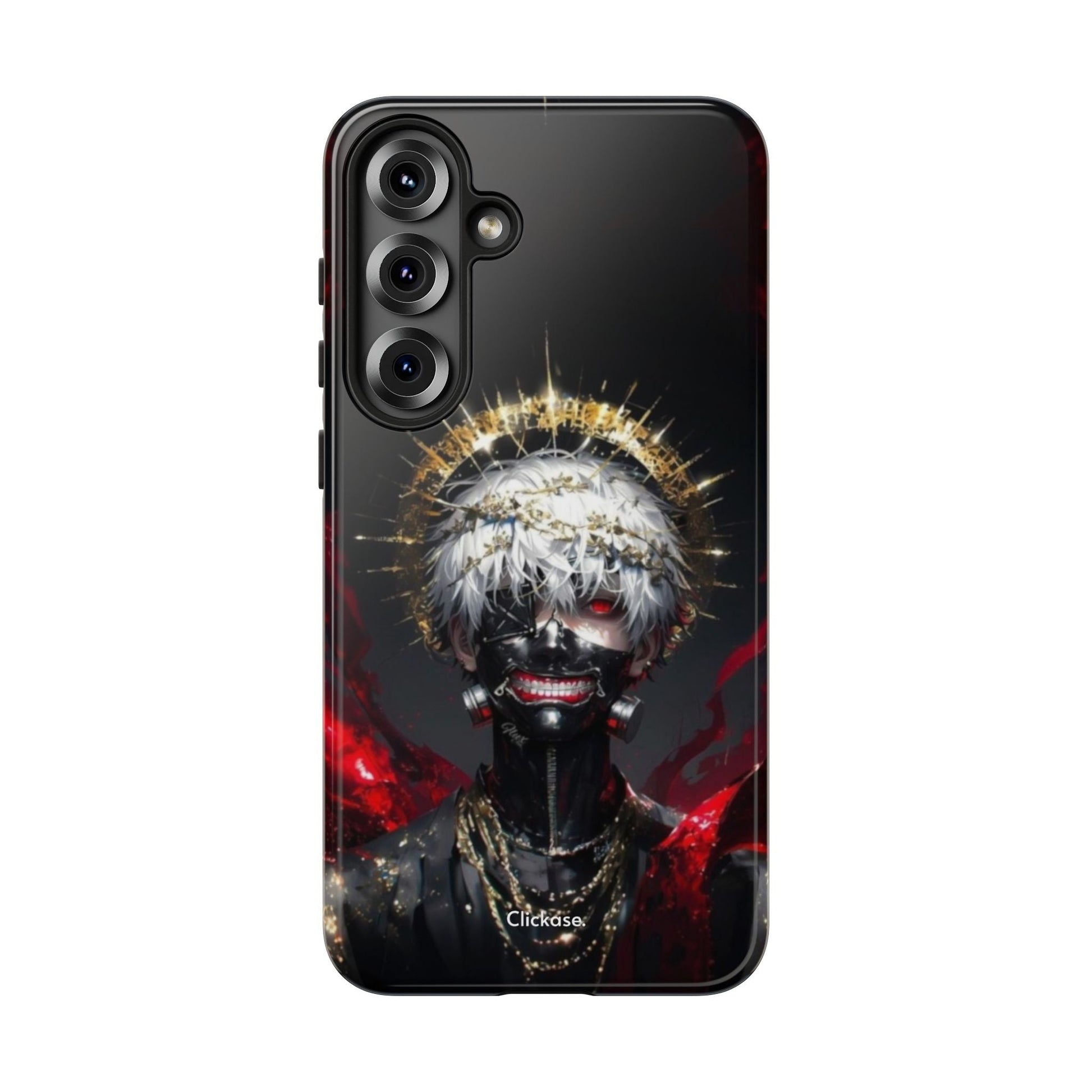 Ken Kaneki anime design black phone case with 3D wrap and shock-absorbing protection
