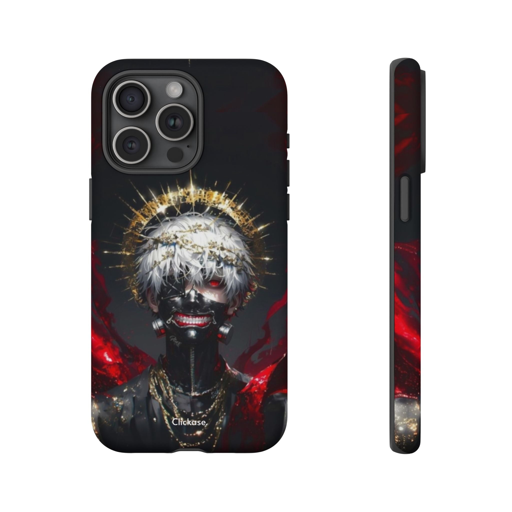 Ken Kaneki anime-themed durable phone case with vibrant 3D wrap and shock-absorbing protection