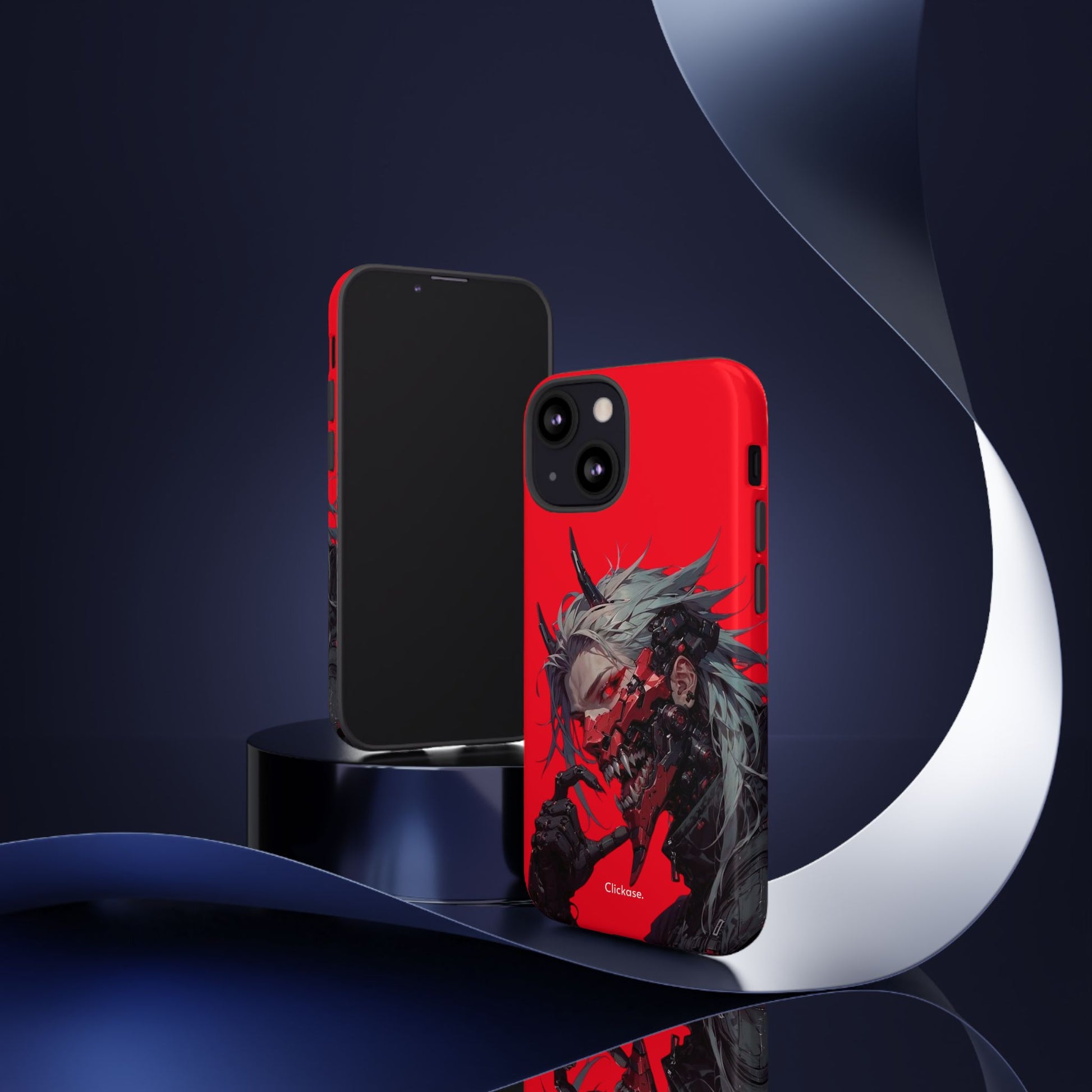 Demon Core Awakening – Futuristic Oni Cyborg Tough Phone Case by