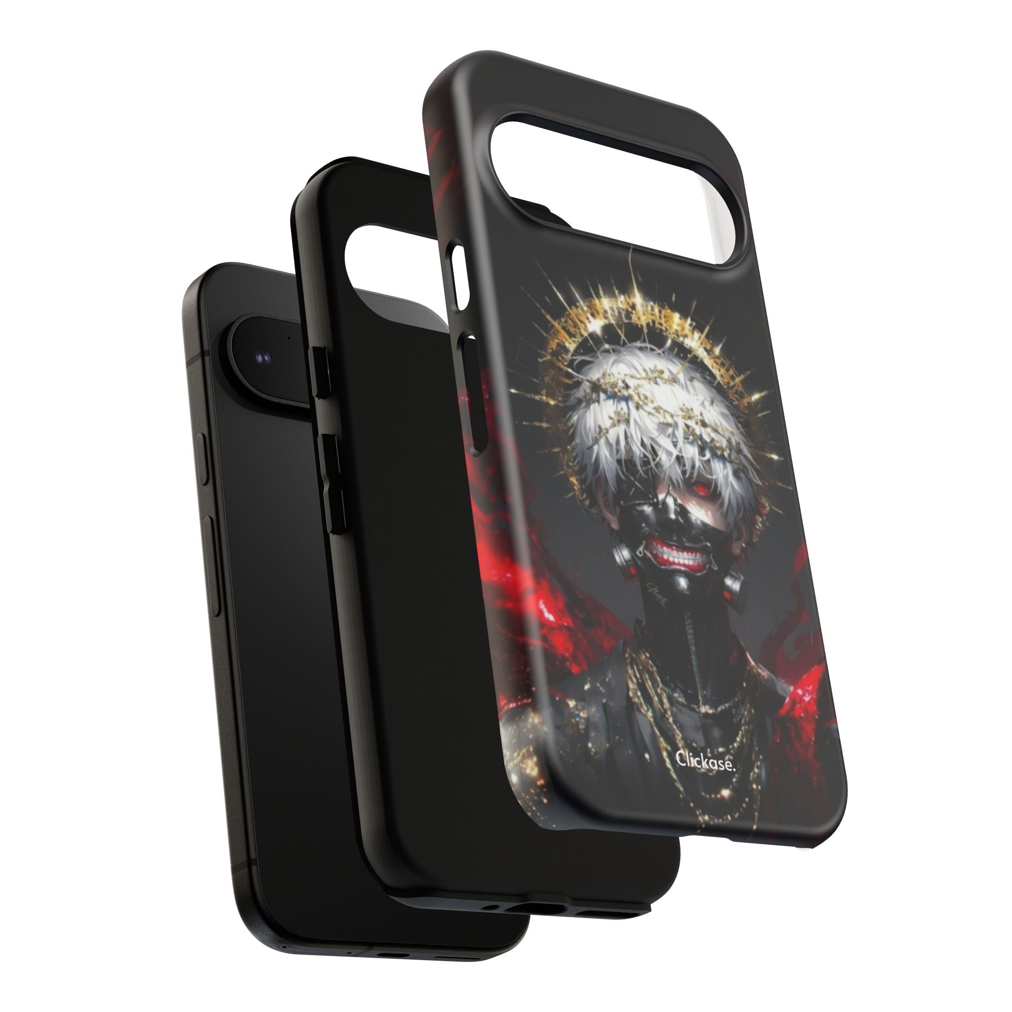 Ken Kaneki anime phone case with 3D wrap, durable shock-absorbing design, and vibrant full-color graphics