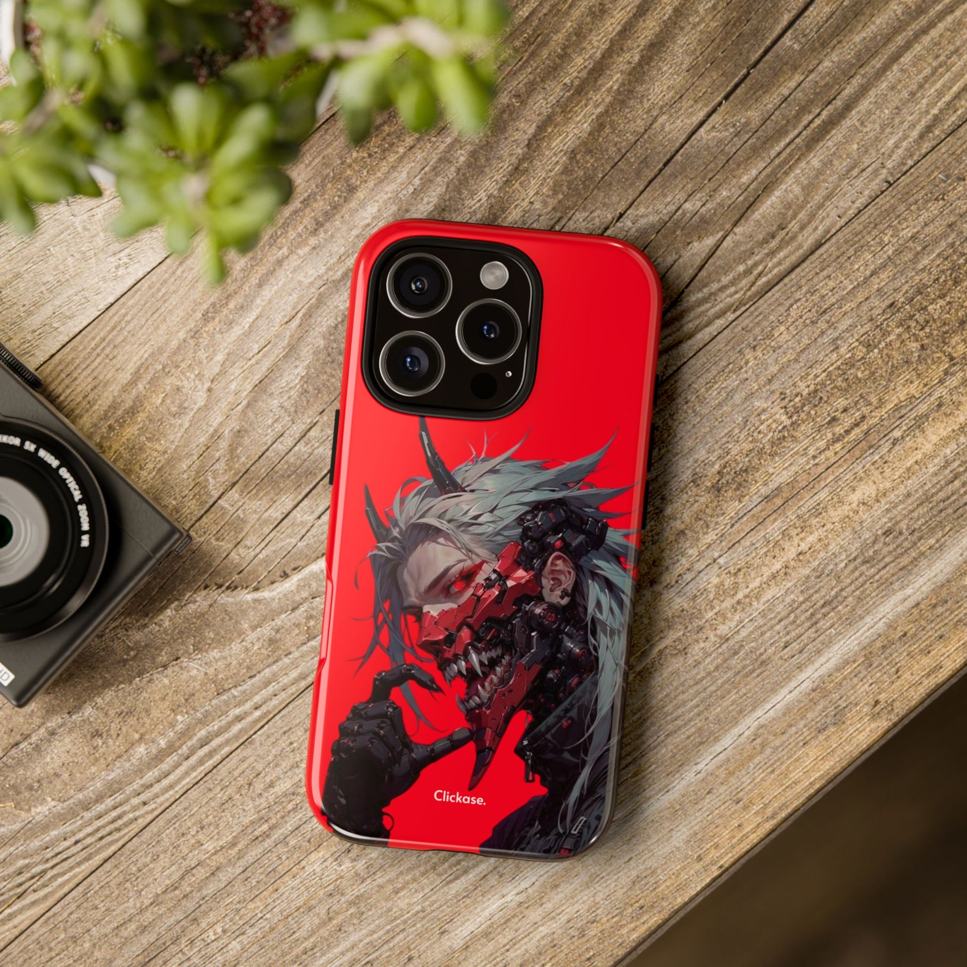 Demon Core Awakening – Futuristic Oni Cyborg Tough Phone Case by