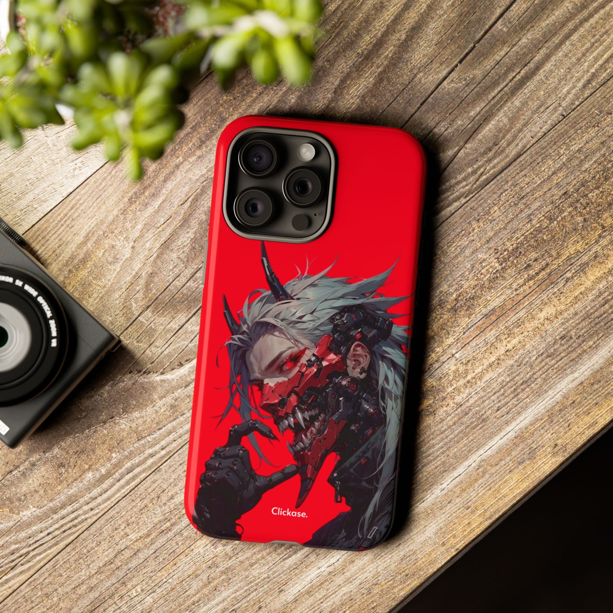 Demon Core Awakening – Futuristic Oni Cyborg Tough Phone Case by