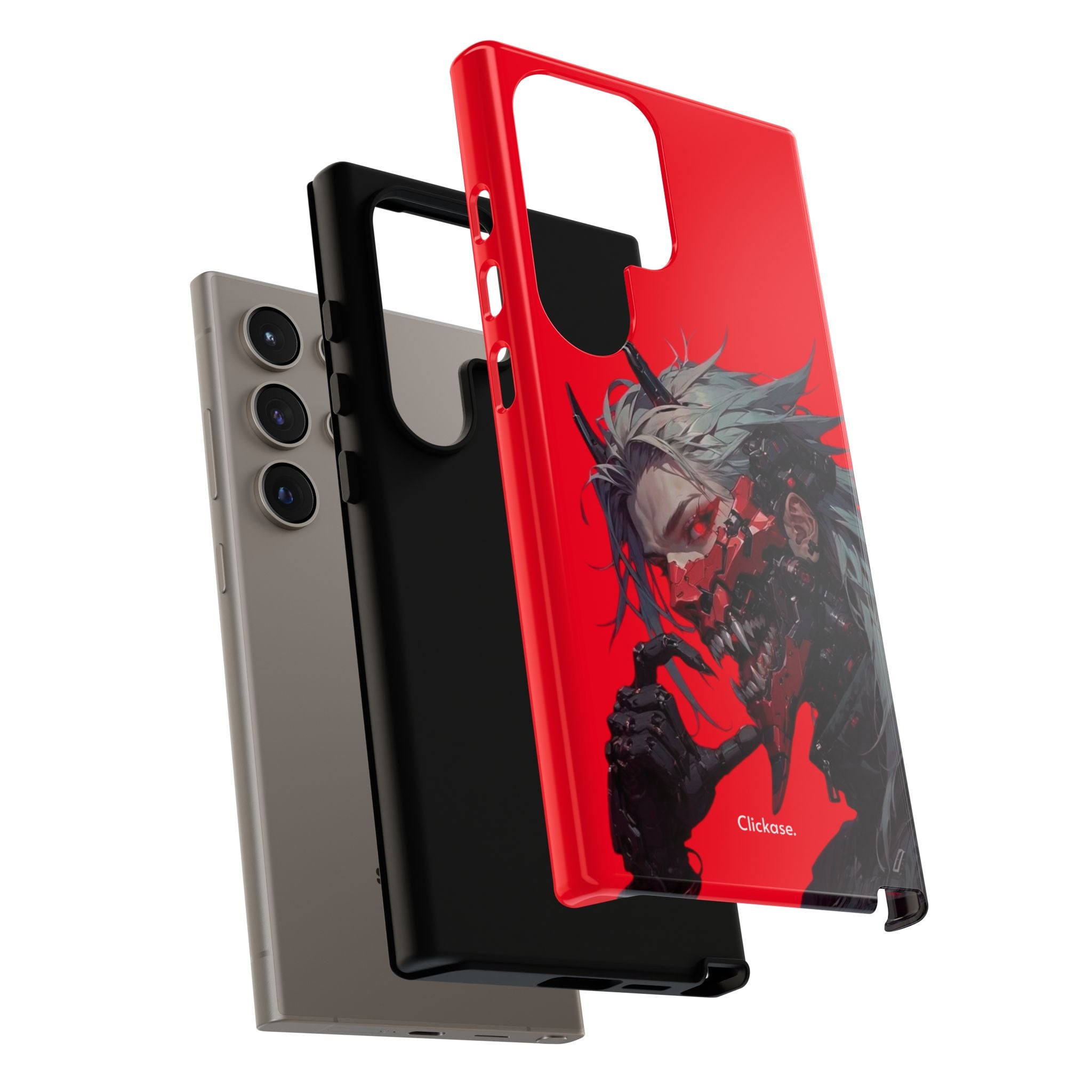 Demon Core Awakening – Futuristic Oni Cyborg Tough Phone Case by
