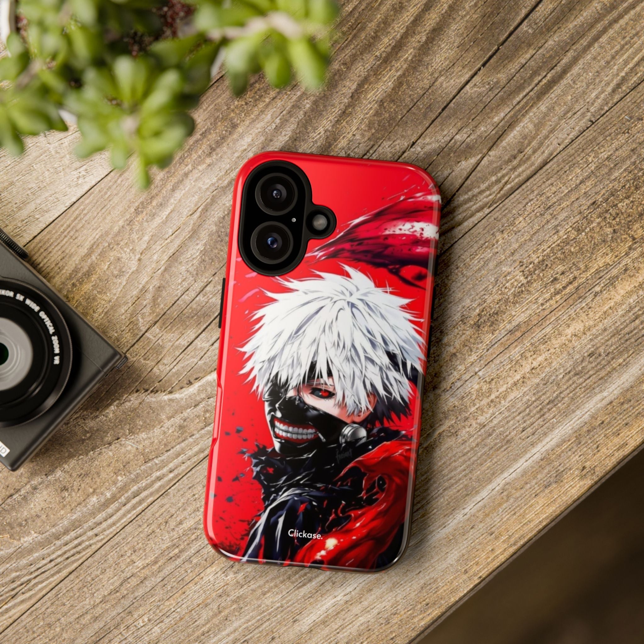Ken Kaneki anime tough phone case with vibrant 3D wrap and impact-resistant design