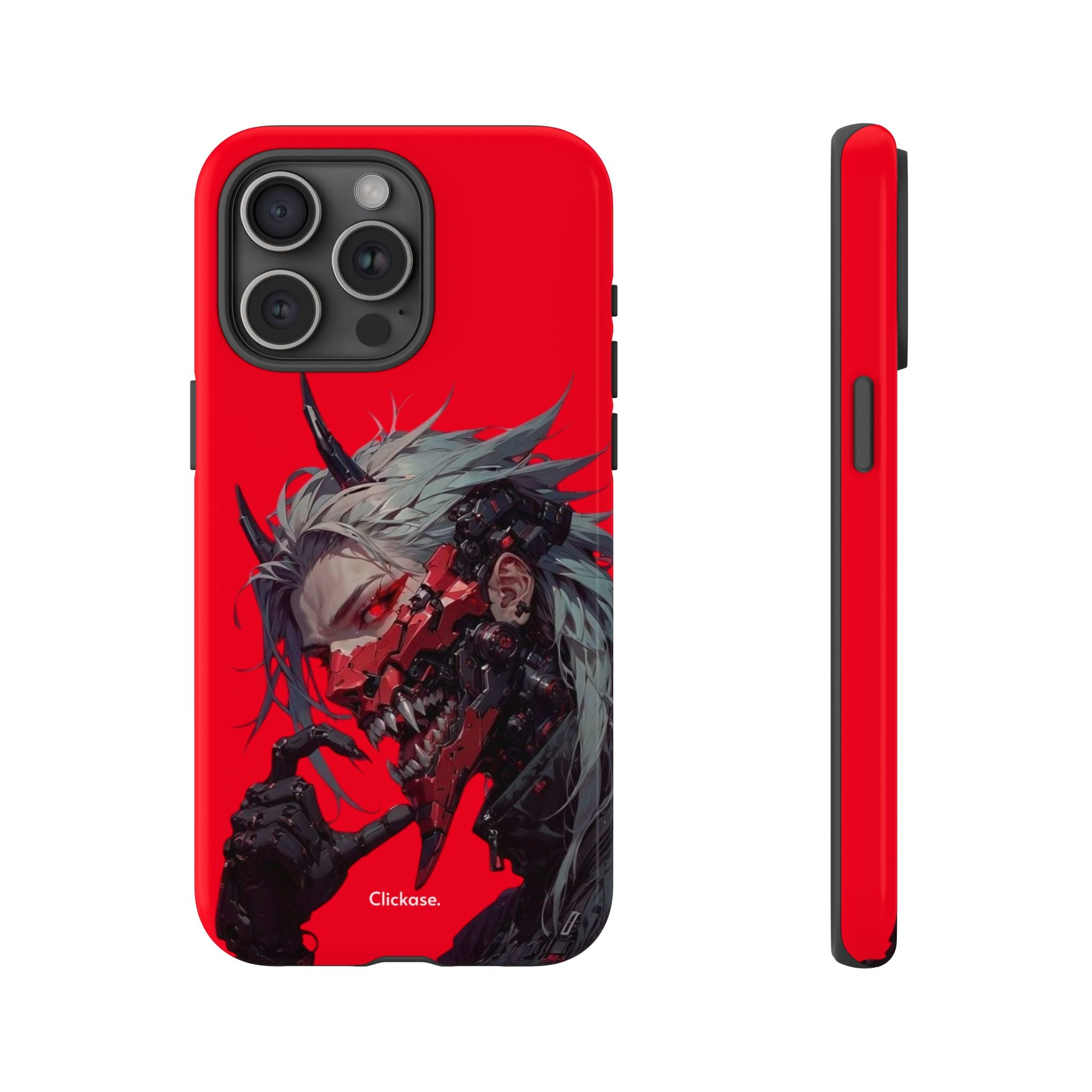 Demon Core Awakening – Futuristic Oni Cyborg Tough Phone Case by