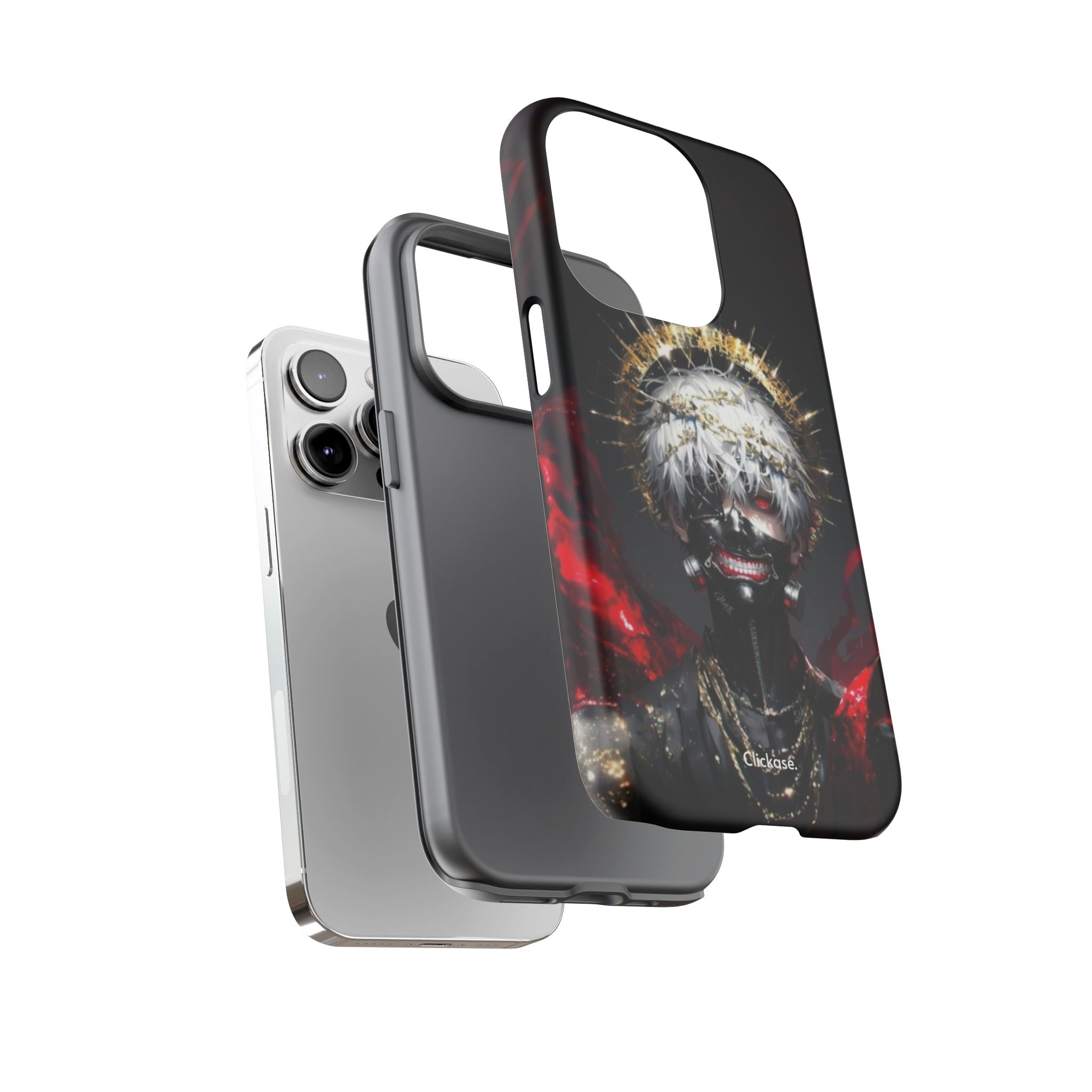 Ken Kaneki anime phone case with 3D wrap and shock-absorbing silicone liner