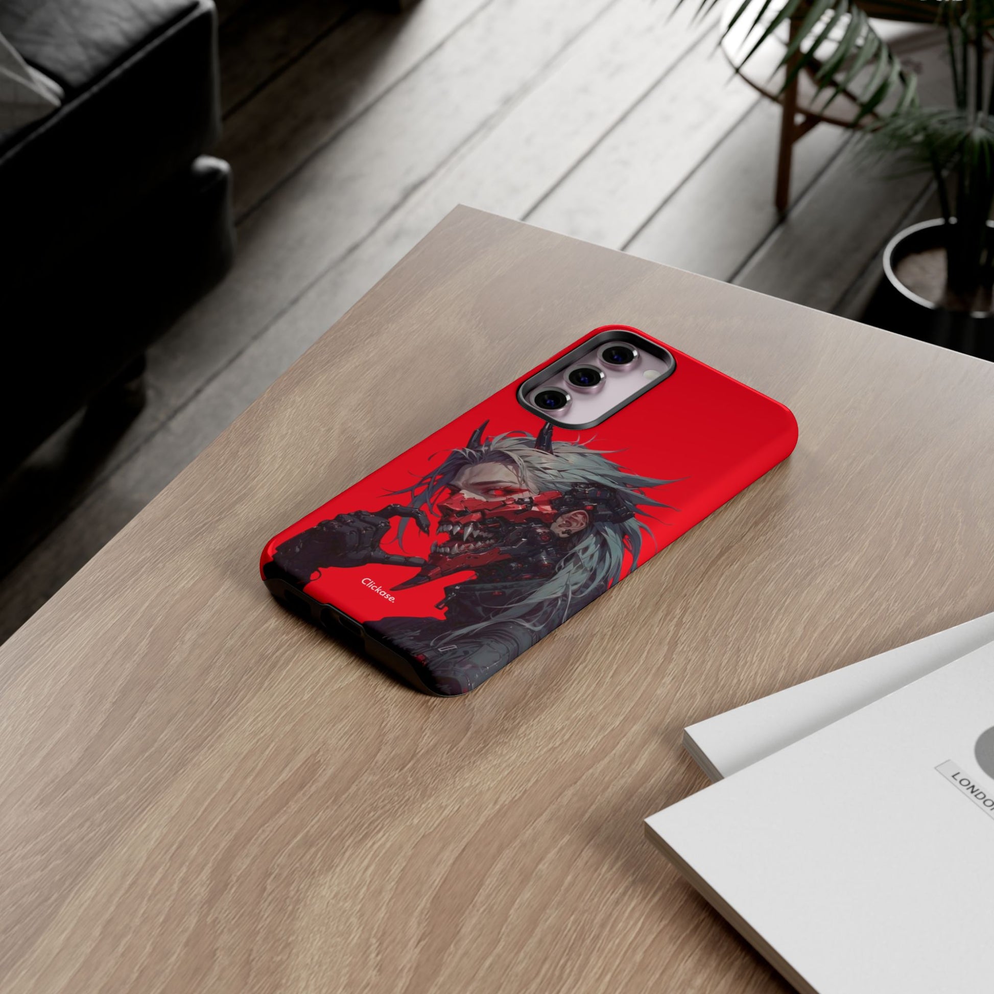 Demon Core Awakening – Futuristic Oni Cyborg Tough Phone Case by