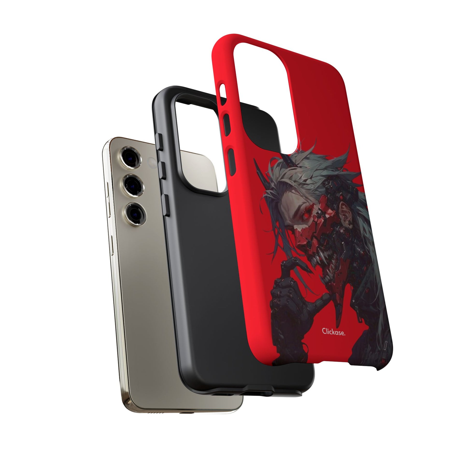 Demon Core Awakening – Futuristic Oni Cyborg Tough Phone Case by