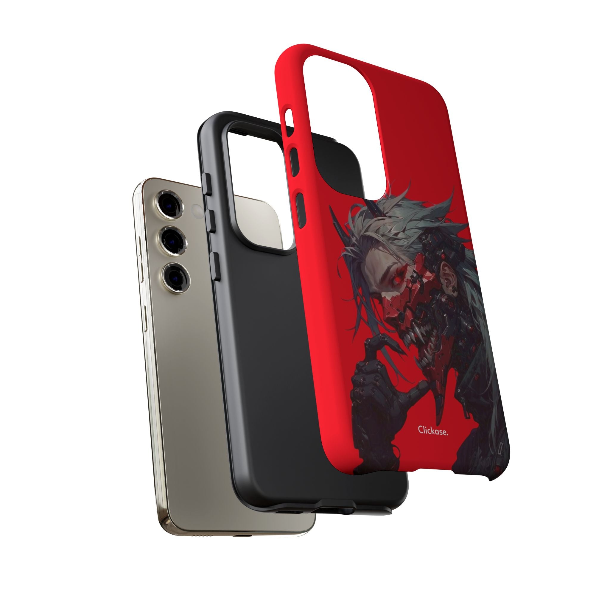 Demon Core Awakening – Futuristic Oni Cyborg Tough Phone Case by