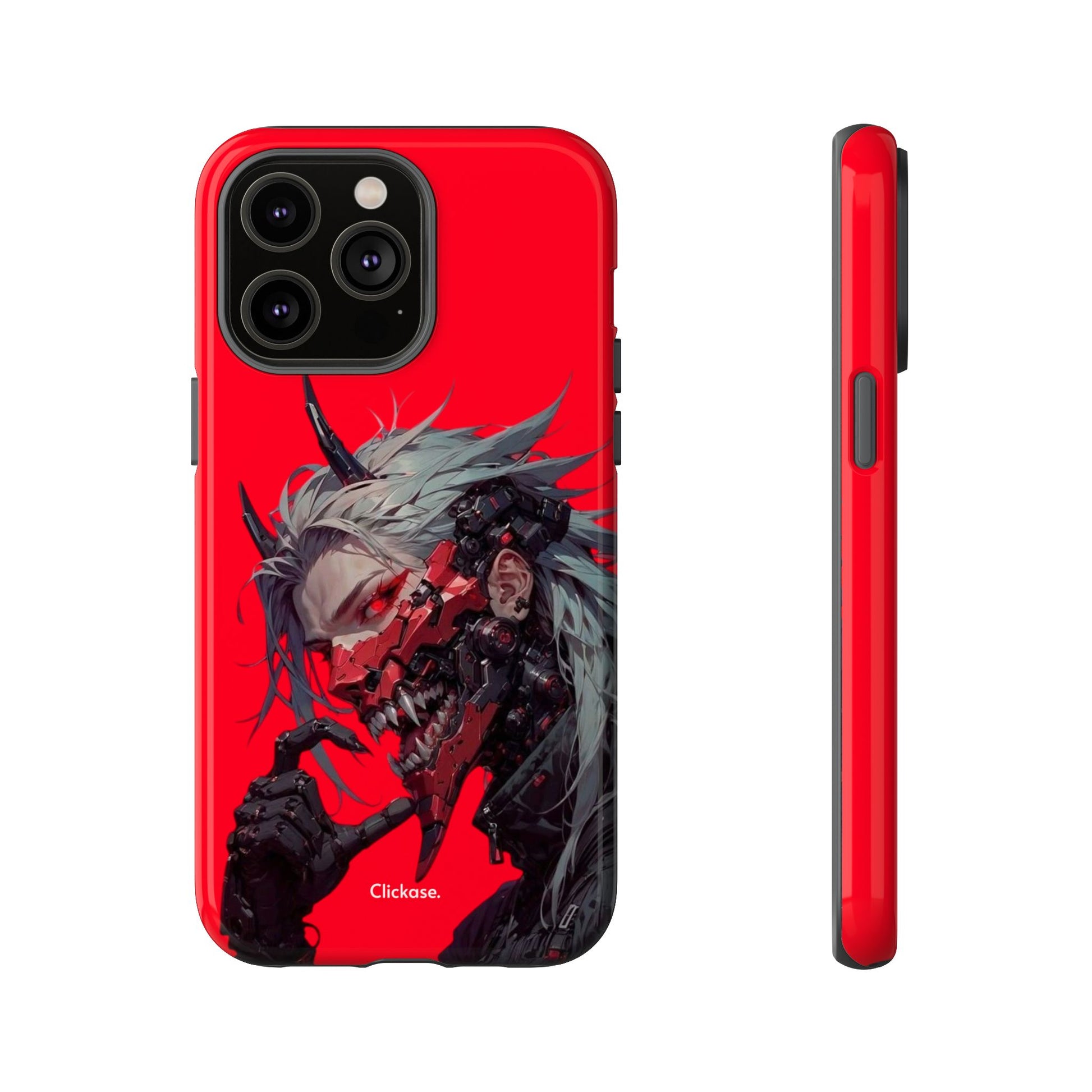 Demon Core Awakening – Futuristic Oni Cyborg Tough Phone Case by