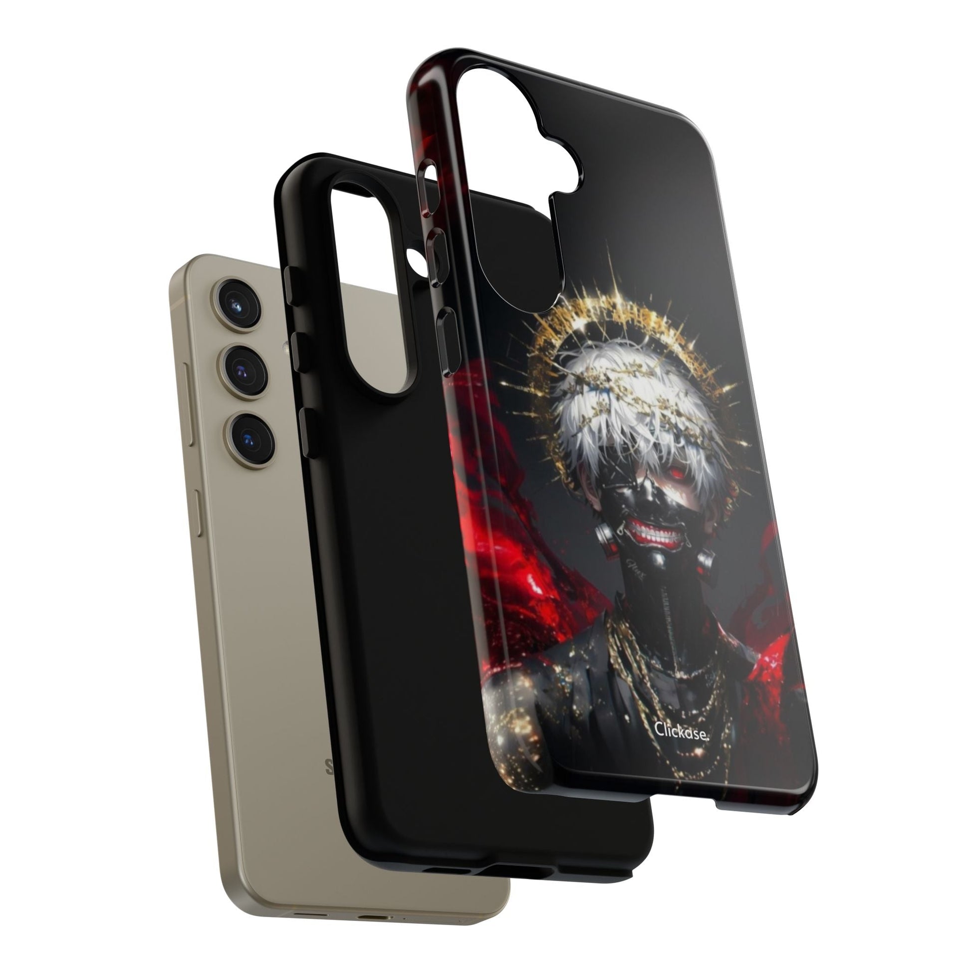 Ken Kaneki anime phone case with 3D wrap and shock-absorbing silicone liner for durable, stylish protection