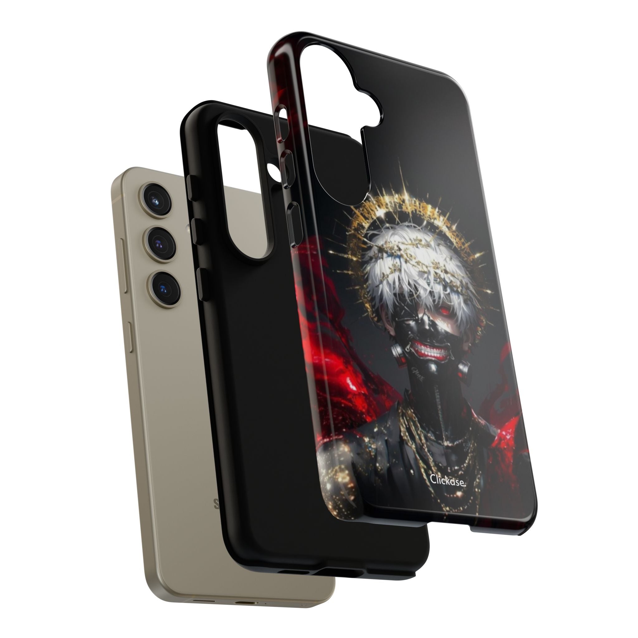 Ken Kaneki anime phone case with 3D wrap and shock-absorbing silicone liner for durable, stylish protection