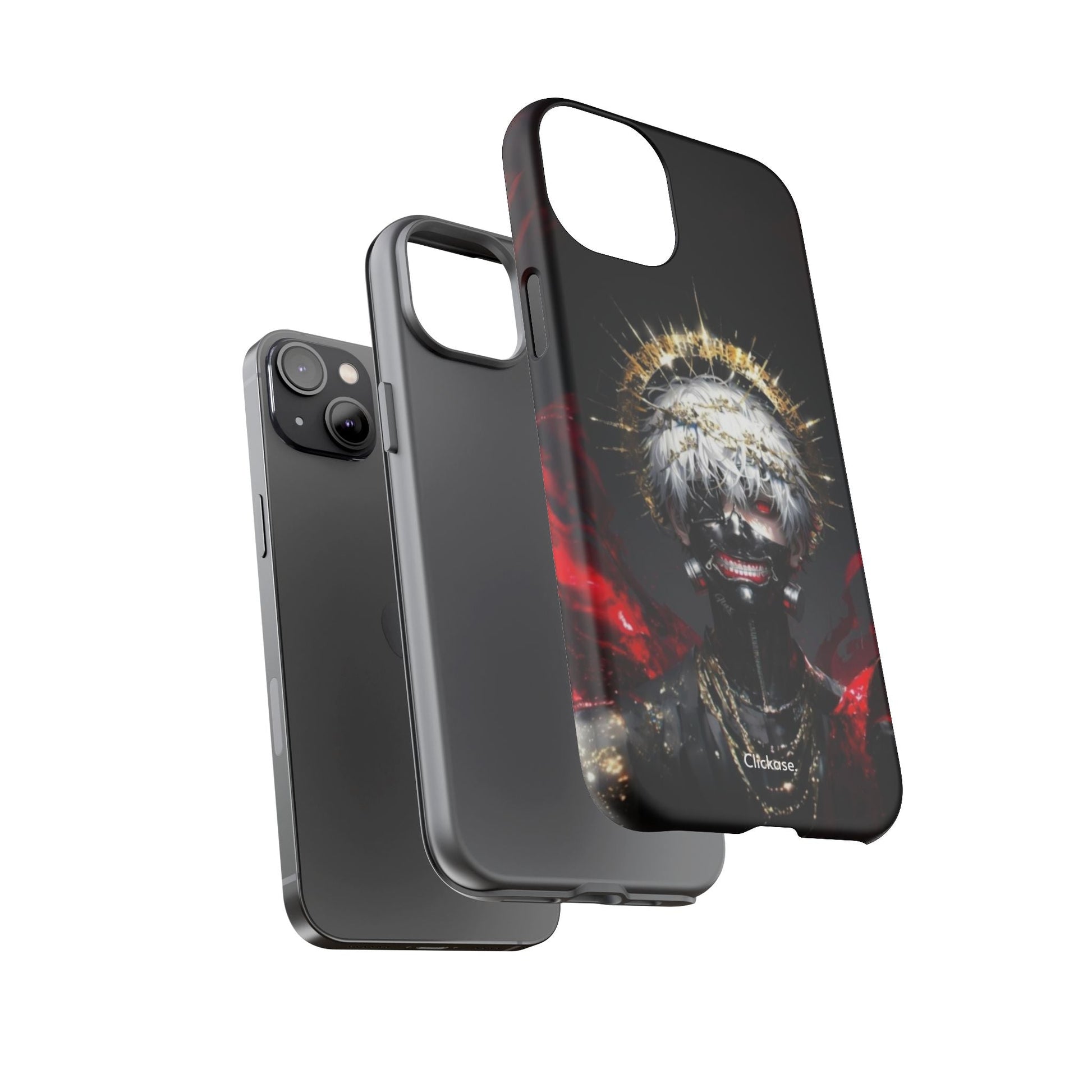 Ken Kaneki anime touch phone case with 3D wrap, shock-absorbing silicone, and durable design