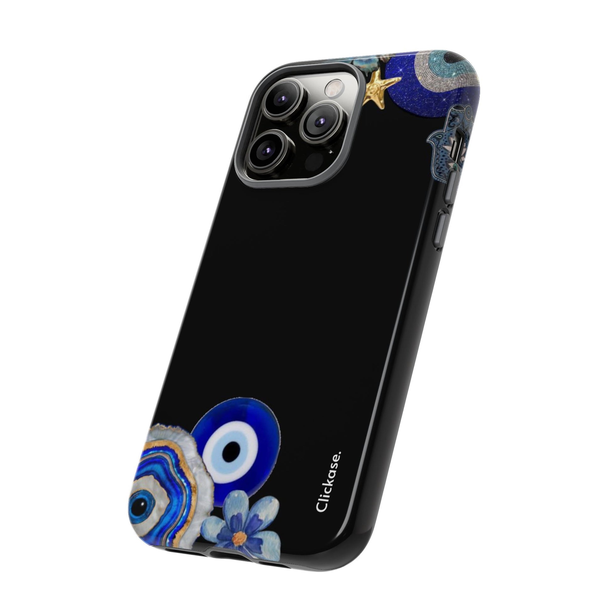 Evil Eye Protection – Blue Hamsa Charm Tough Phone Case by