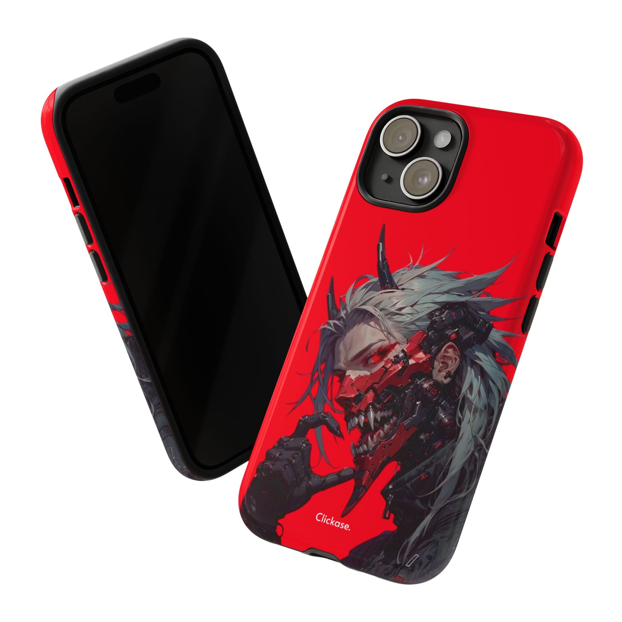 Demon Core Awakening – Futuristic Oni Cyborg Tough Phone Case by