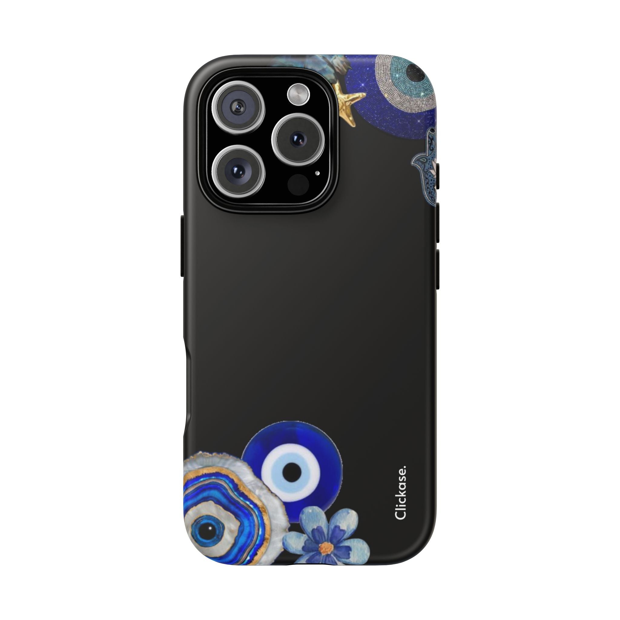 Evil Eye Protection – Blue Hamsa Charm Tough Phone Case by