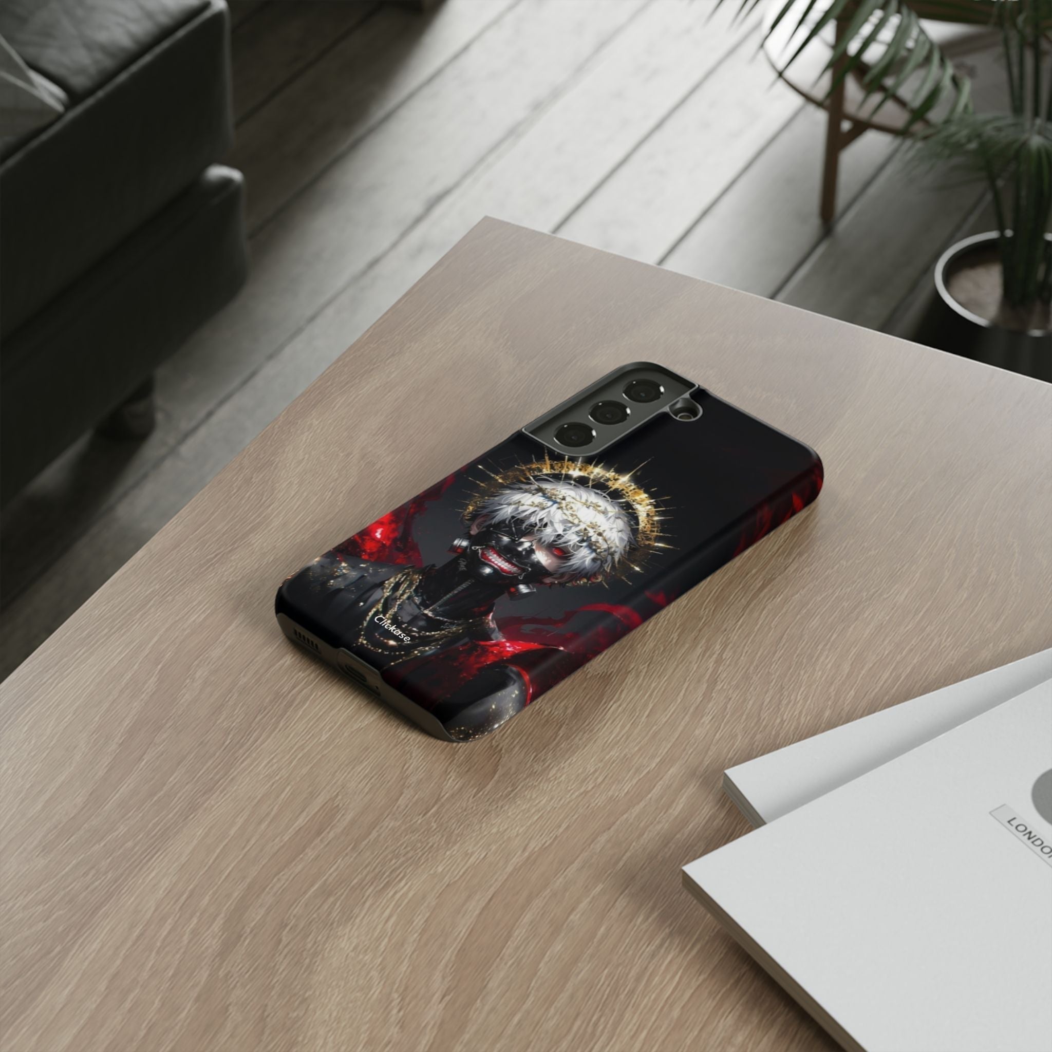 Ken Kaneki anime touch phone case with bold 3D wrap design and durable shock-absorbing protection