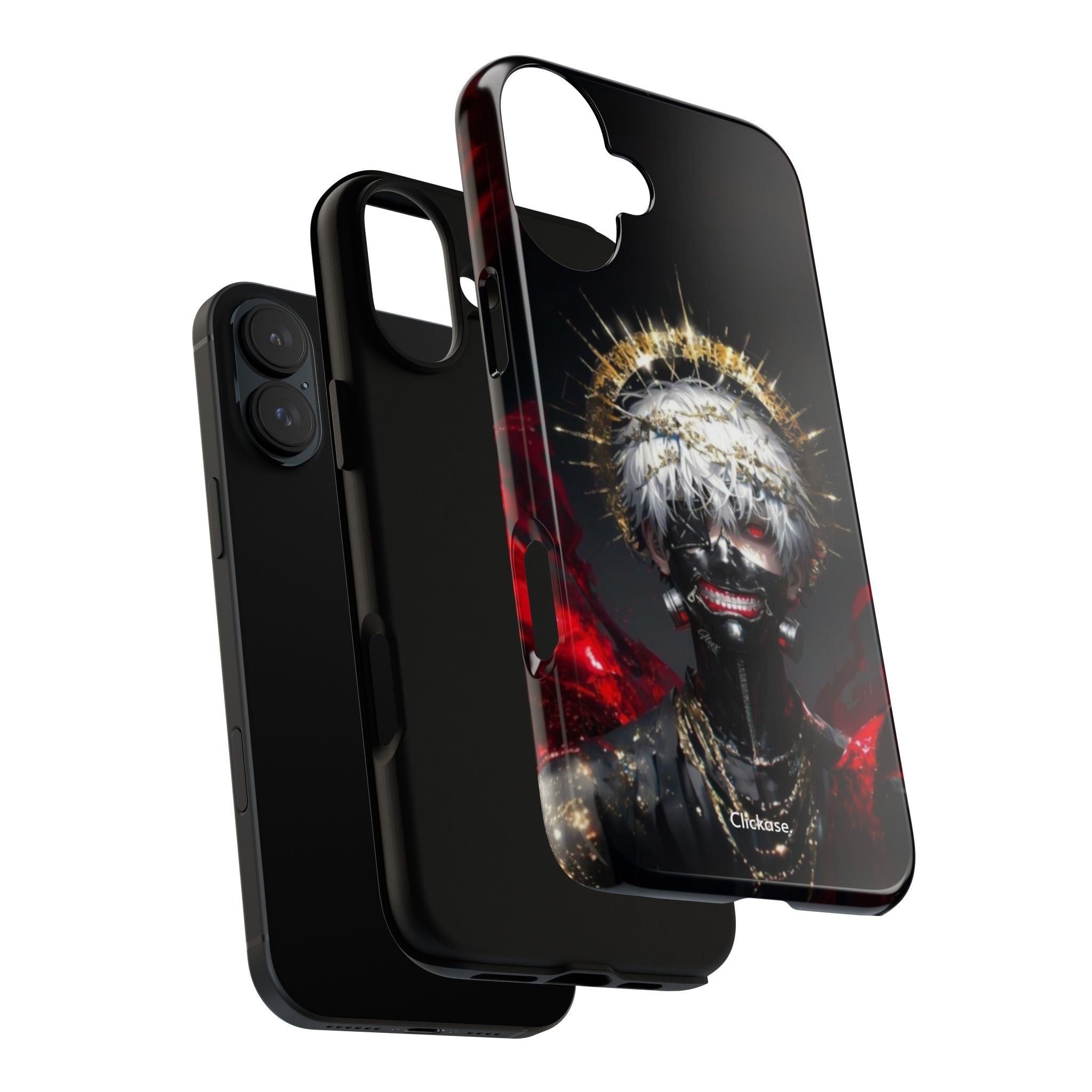 Ken Kaneki anime touch phone case with 3D wrap, durable shock-absorbing silicone, and bold graphic design