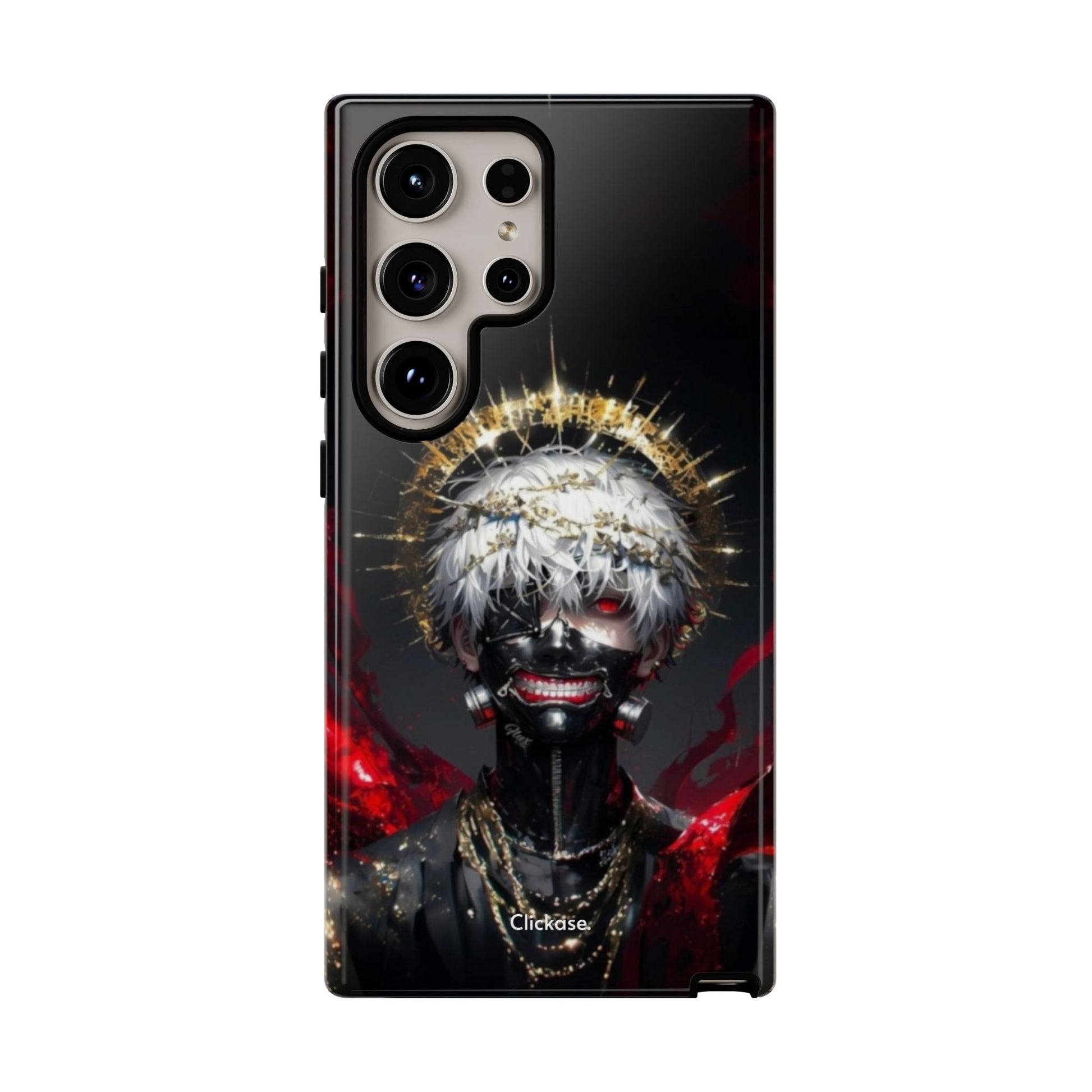 Ken Kaneki anime art phone case with durable 3D wrap and shock-absorbing silicone liner