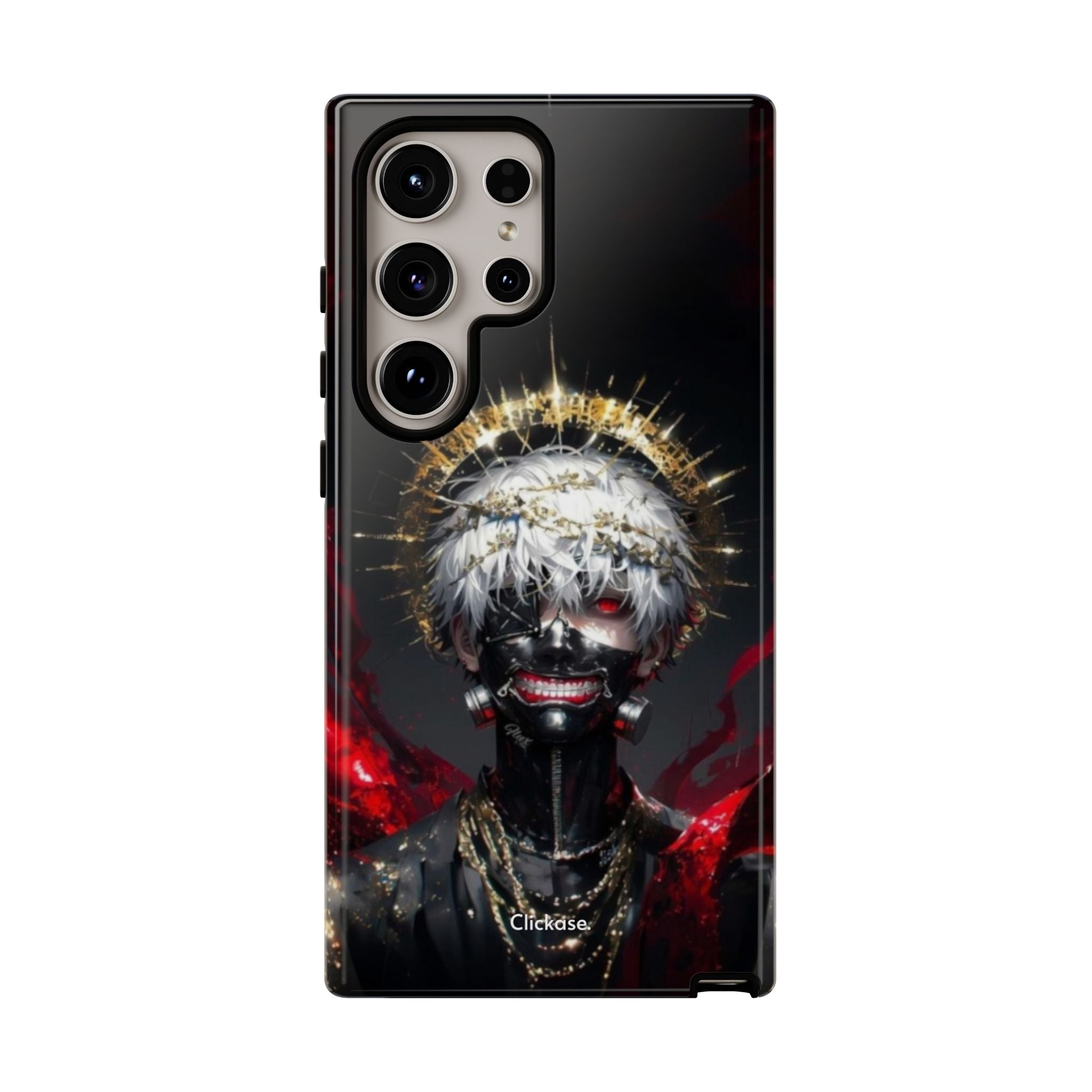 Ken Kaneki anime art phone case with durable 3D wrap and shock-absorbing silicone liner