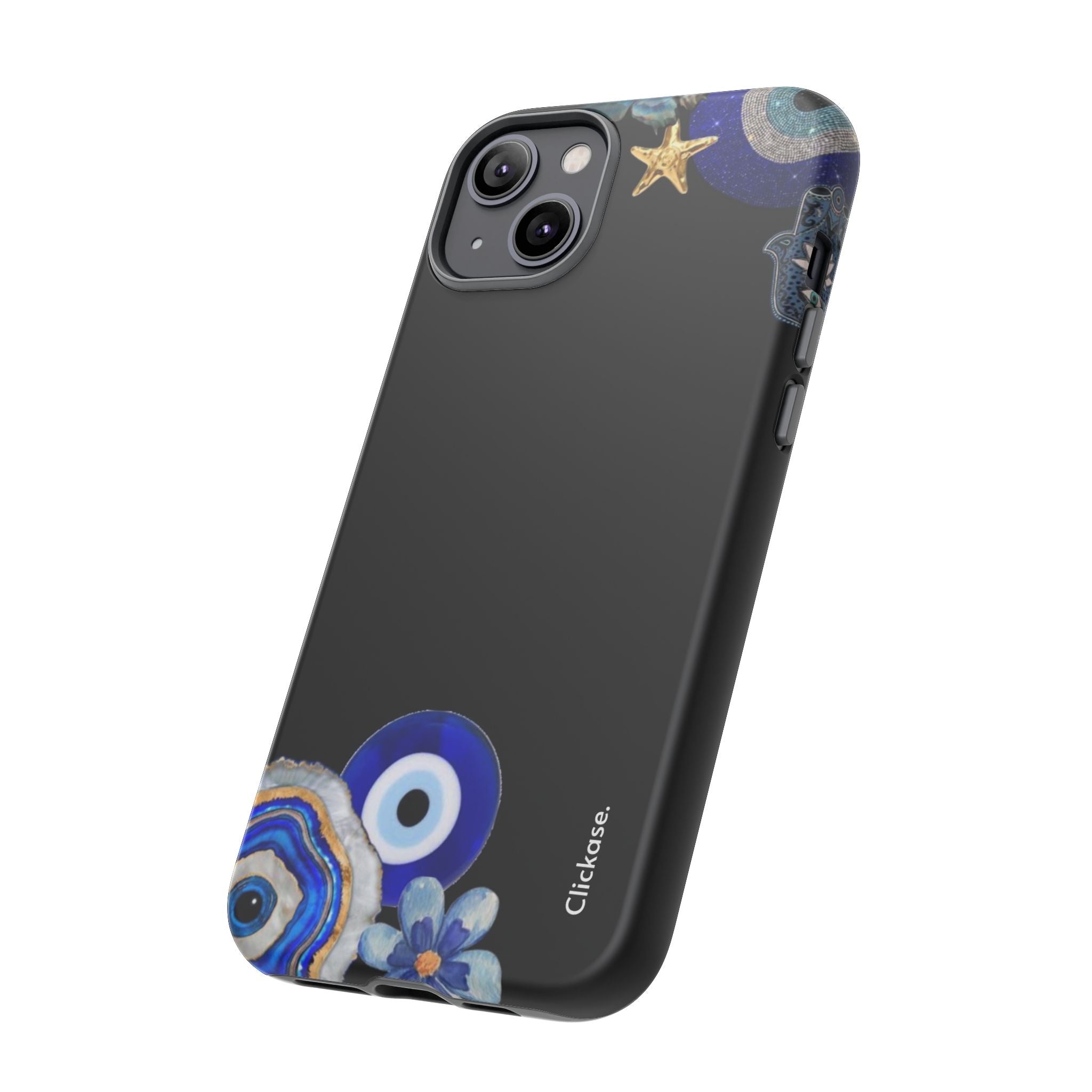 Evil Eye Protection – Blue Hamsa Charm Tough Phone Case by