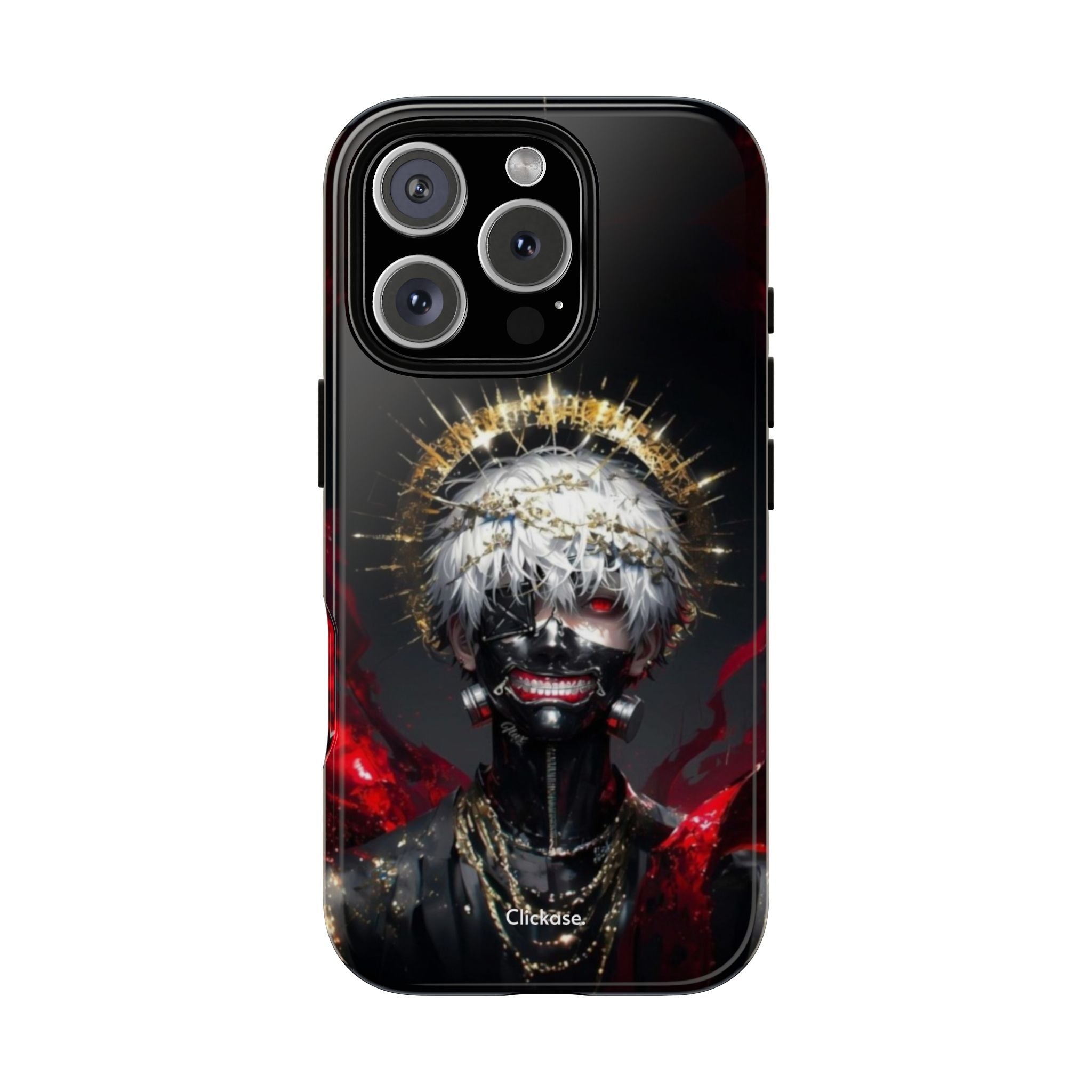 Ken Kaneki anime phone case with 3D wrap, shock-absorbing silicone liner, and UV protection