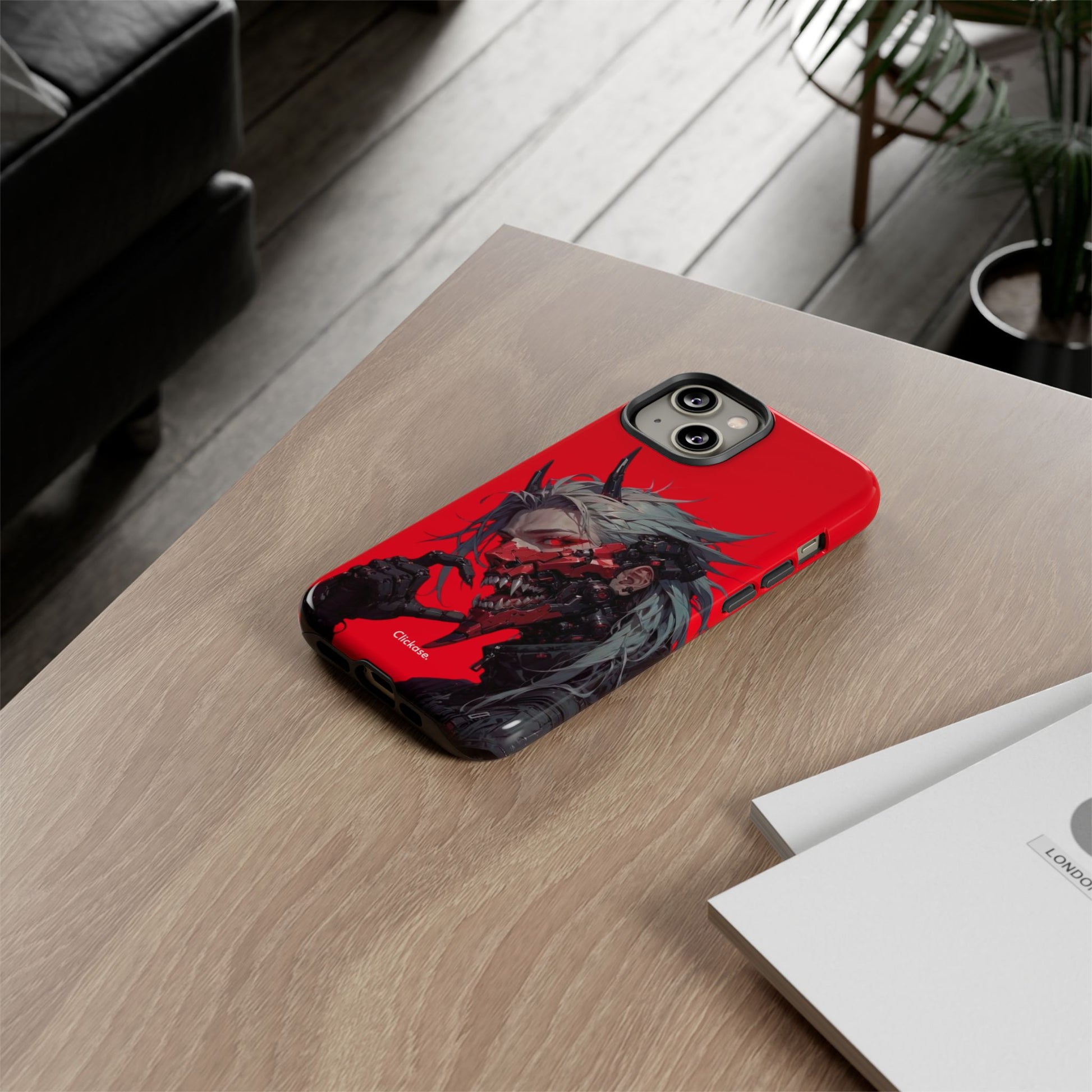 Demon Core Awakening – Futuristic Oni Cyborg Tough Phone Case by