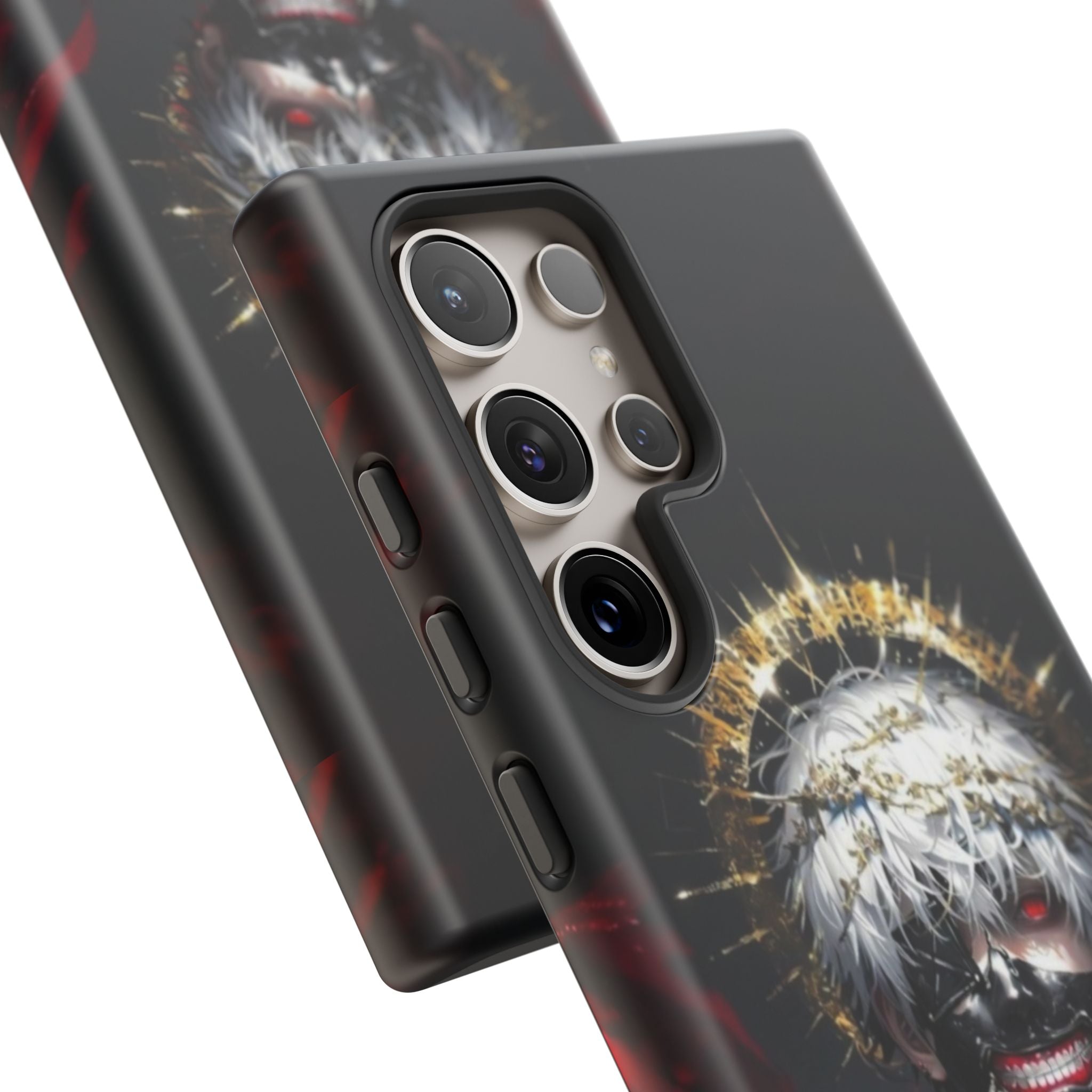 Ken Kaneki anime phone case with 3D wrap, durable black protective cover, and shock-absorbing silicone liner