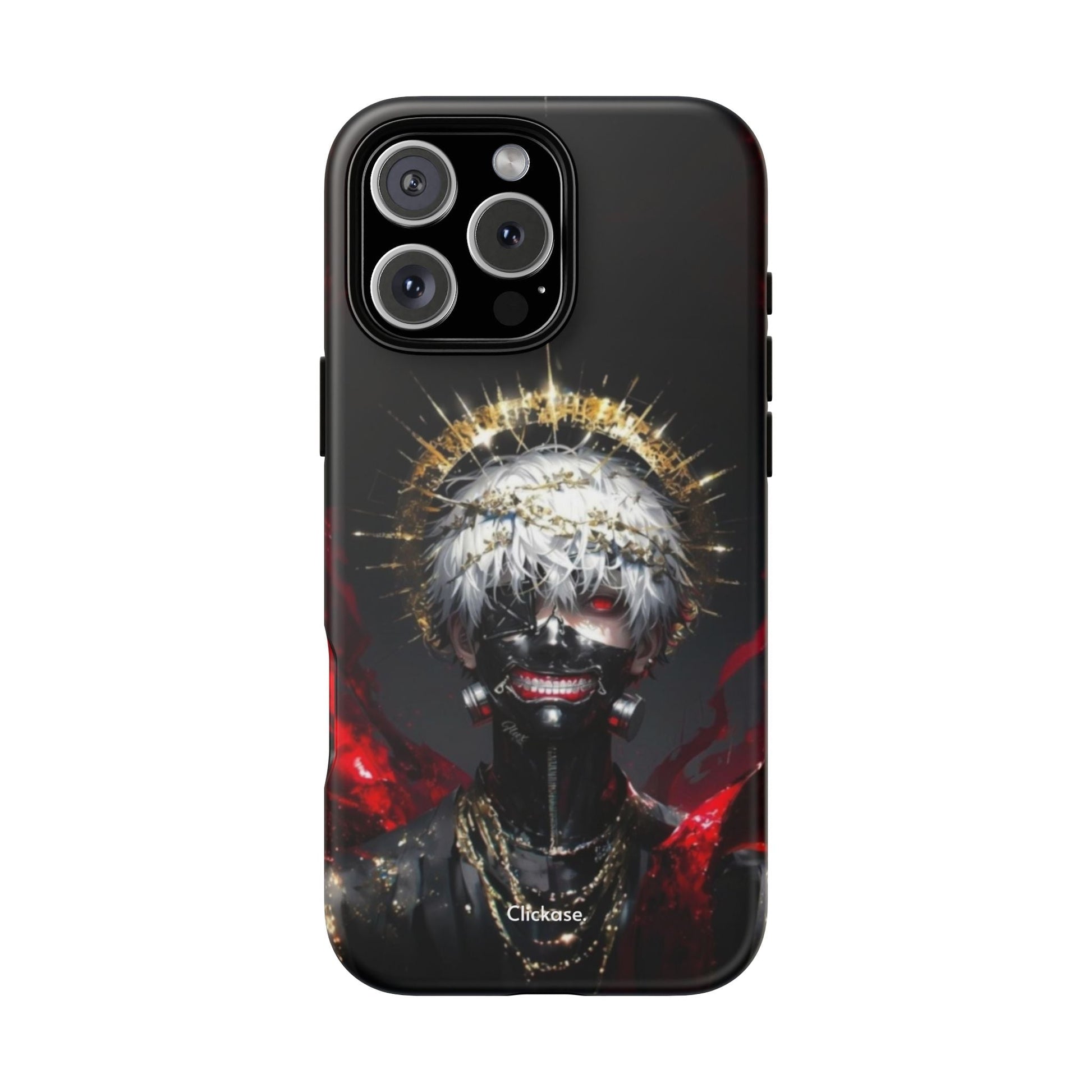 Ken Kaneki anime phone case with 3D wrap, durable shock-absorbing design, and vibrant full-color graphics.