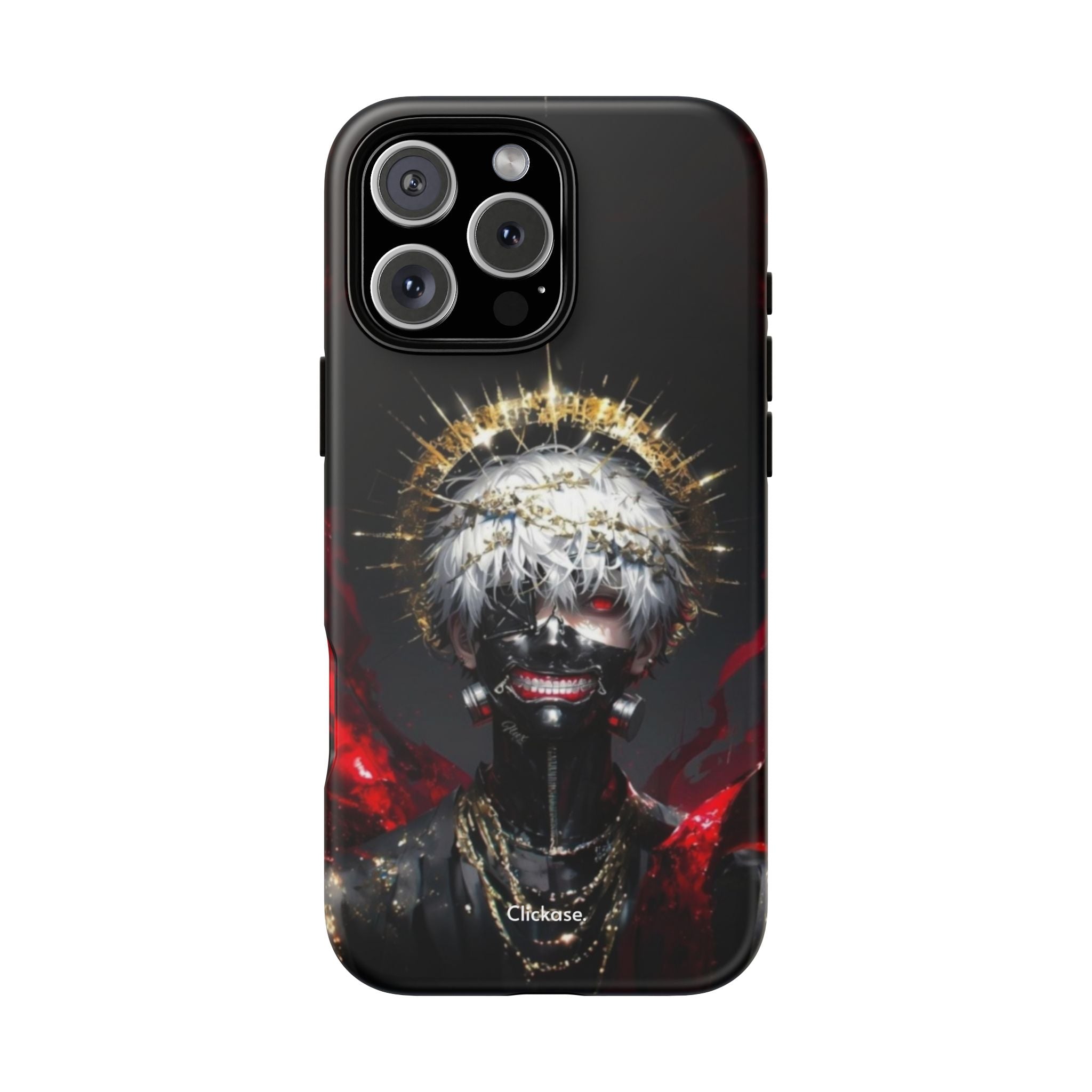 Ken Kaneki anime phone case with 3D wrap, durable shock-absorbing design, and vibrant full-color graphics.